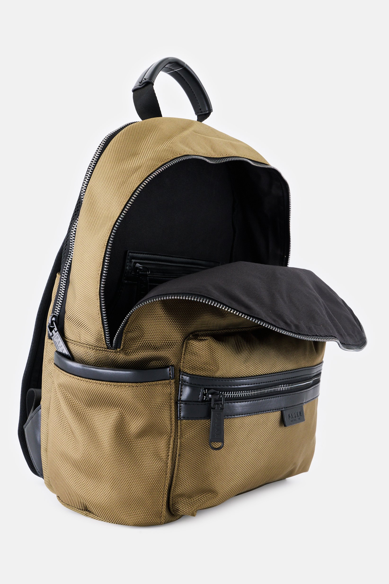 Buy Pajar Men Textured Brand Logo Backpack, Khaki Online | Brands For Less