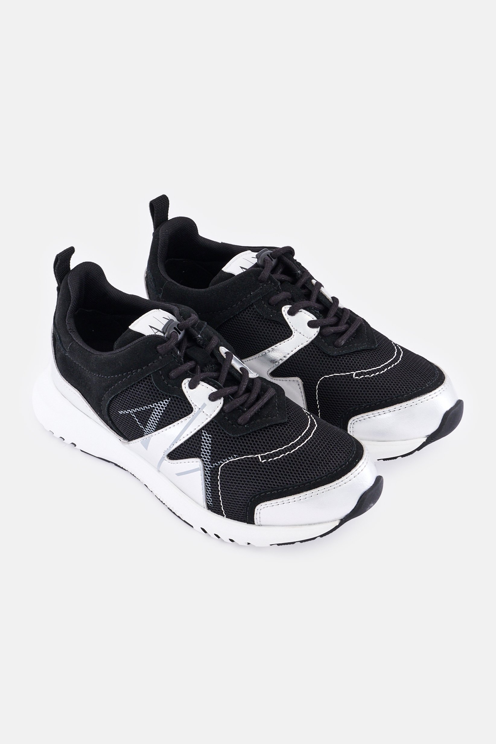 AX Armani Exchange Women Medium Lace Up Sneakers, Black