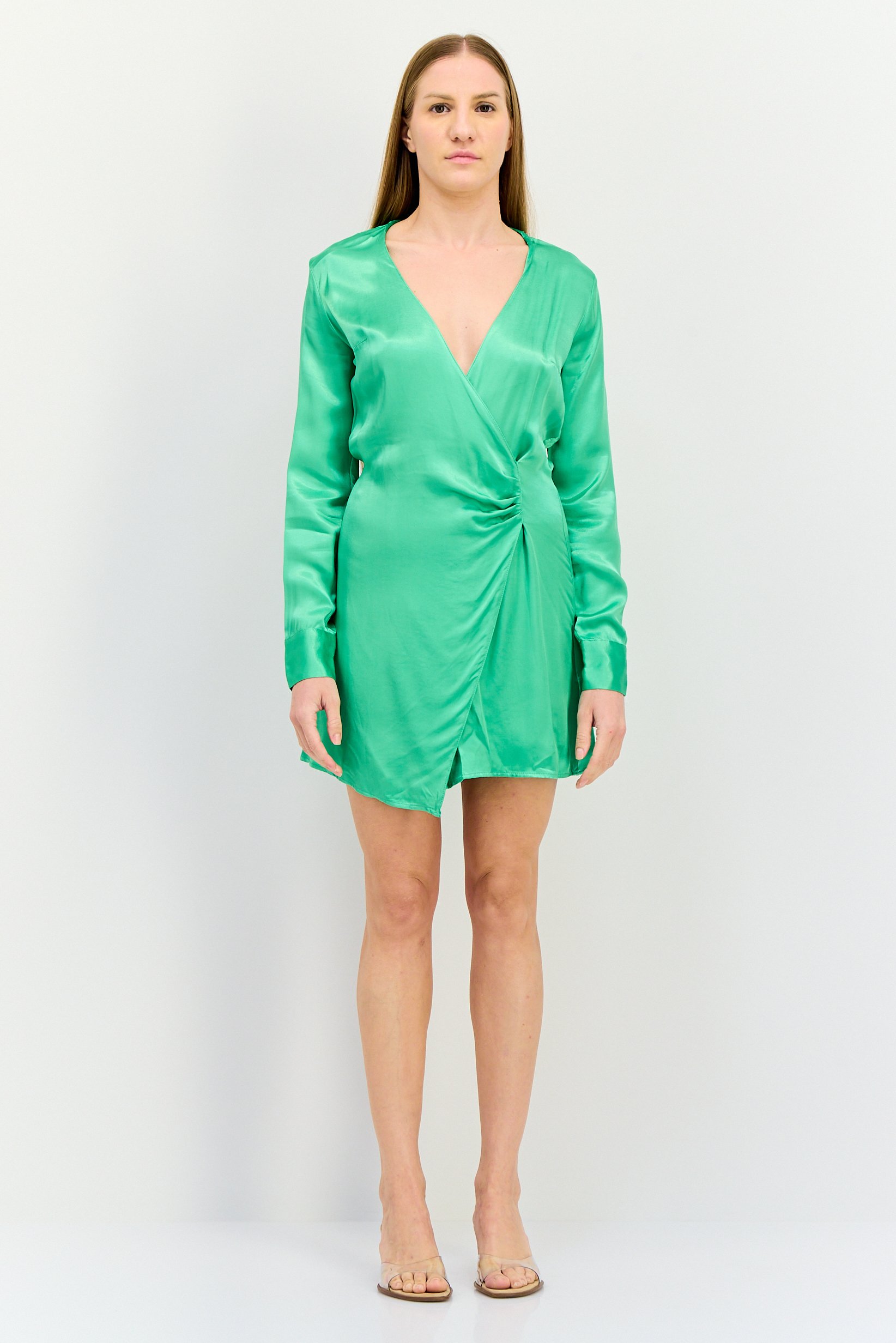 Women Plain Mini Dress, Green