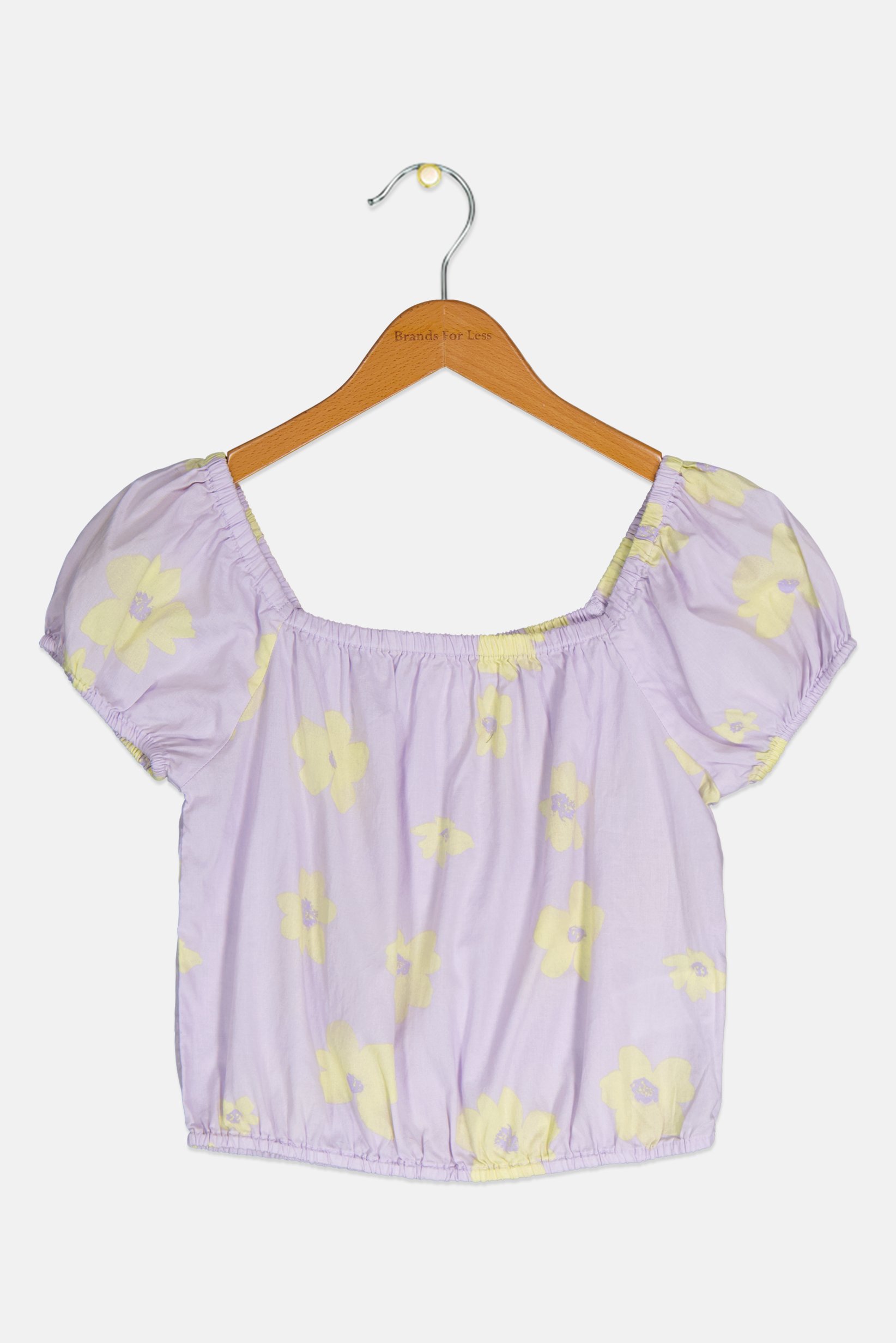 Kids Girl Square Neck Short Sleeves Floral Top, Multicolor