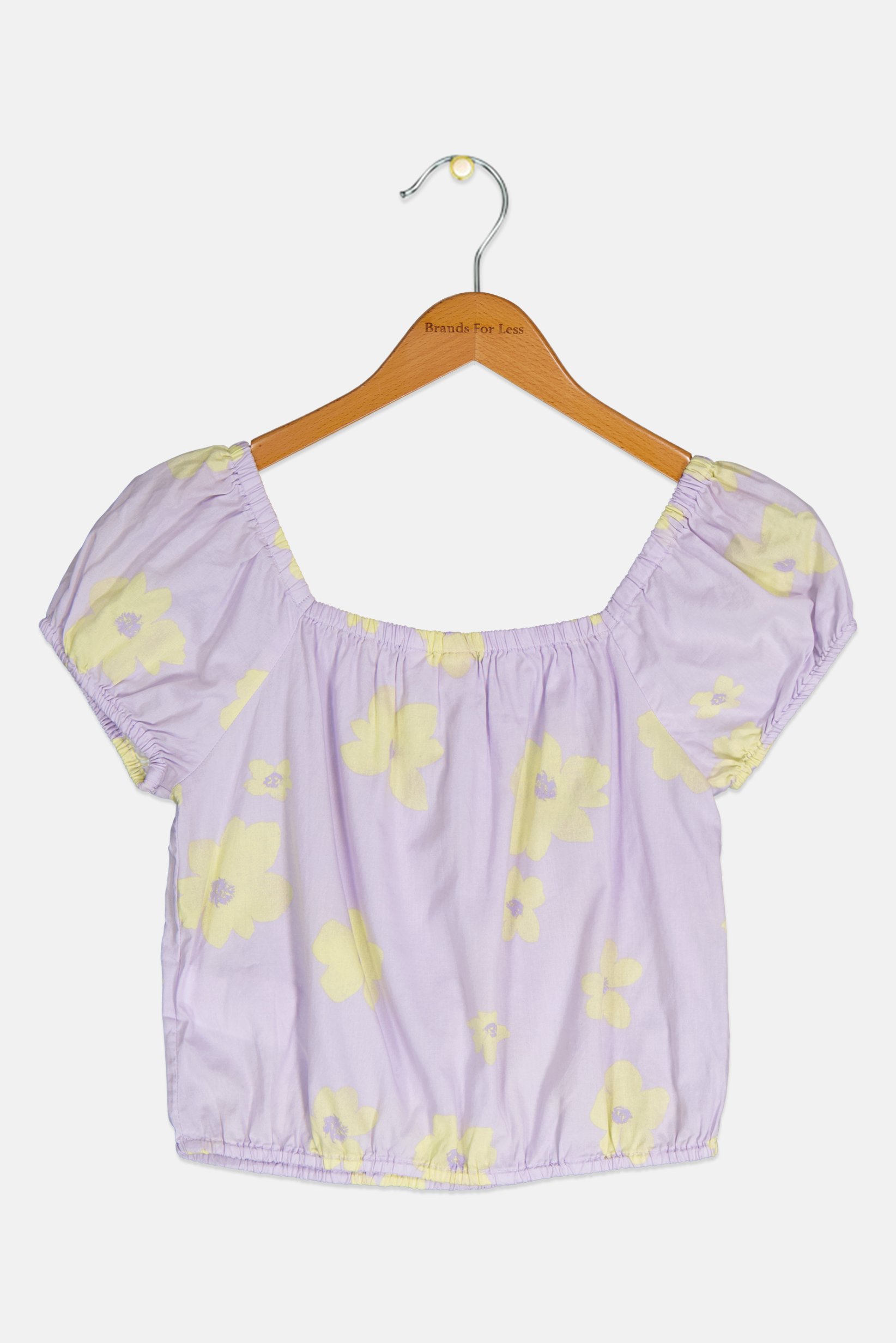 Kids Girl Square Neck Short Sleeves Floral Top, Multicolor