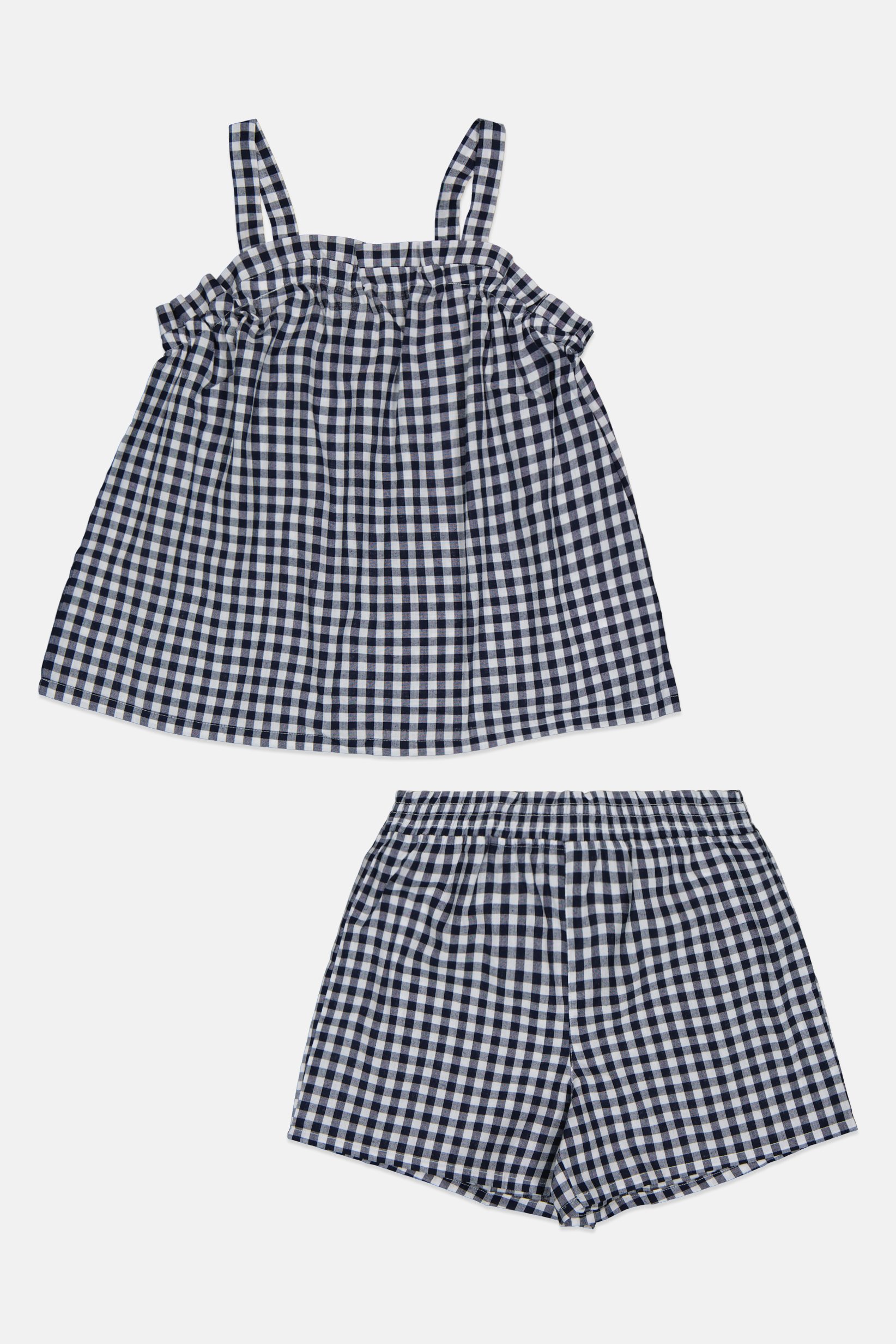 Kids Girl 2 Pieces Checkered Top And Shorts Sleepwear Set, Multicolor