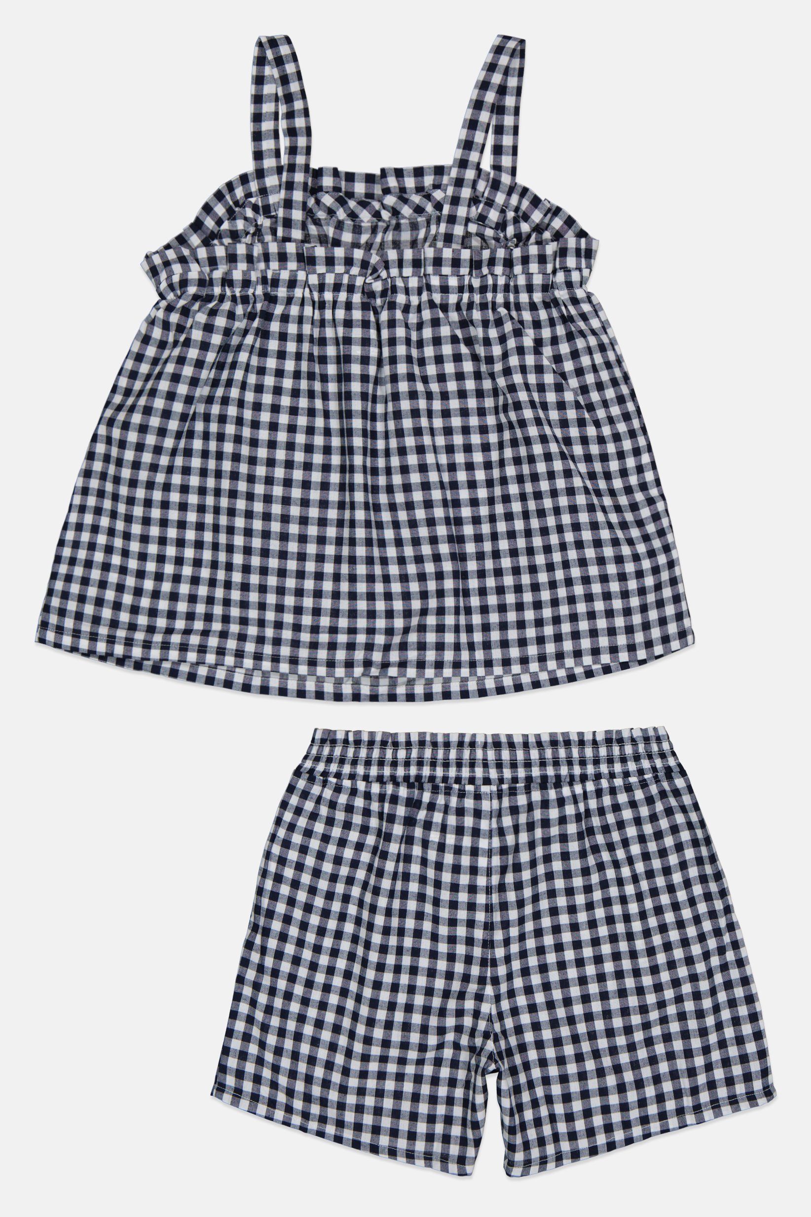 Kids Girl 2 Pieces Checkered Top And Shorts Sleepwear Set, Multicolor
