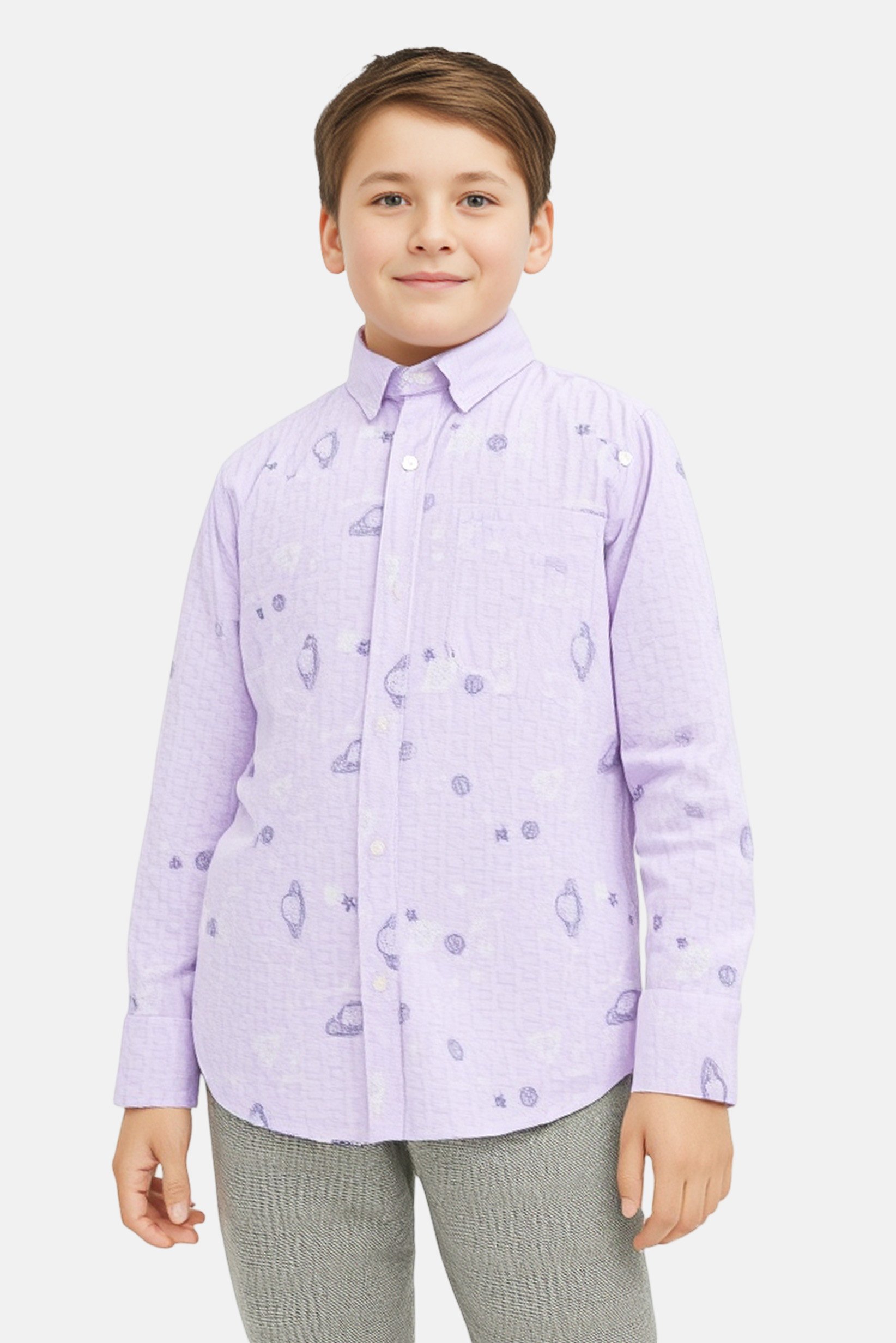 Kids Boy Graphic Print Long Sleeves Shirt, Multicolor
