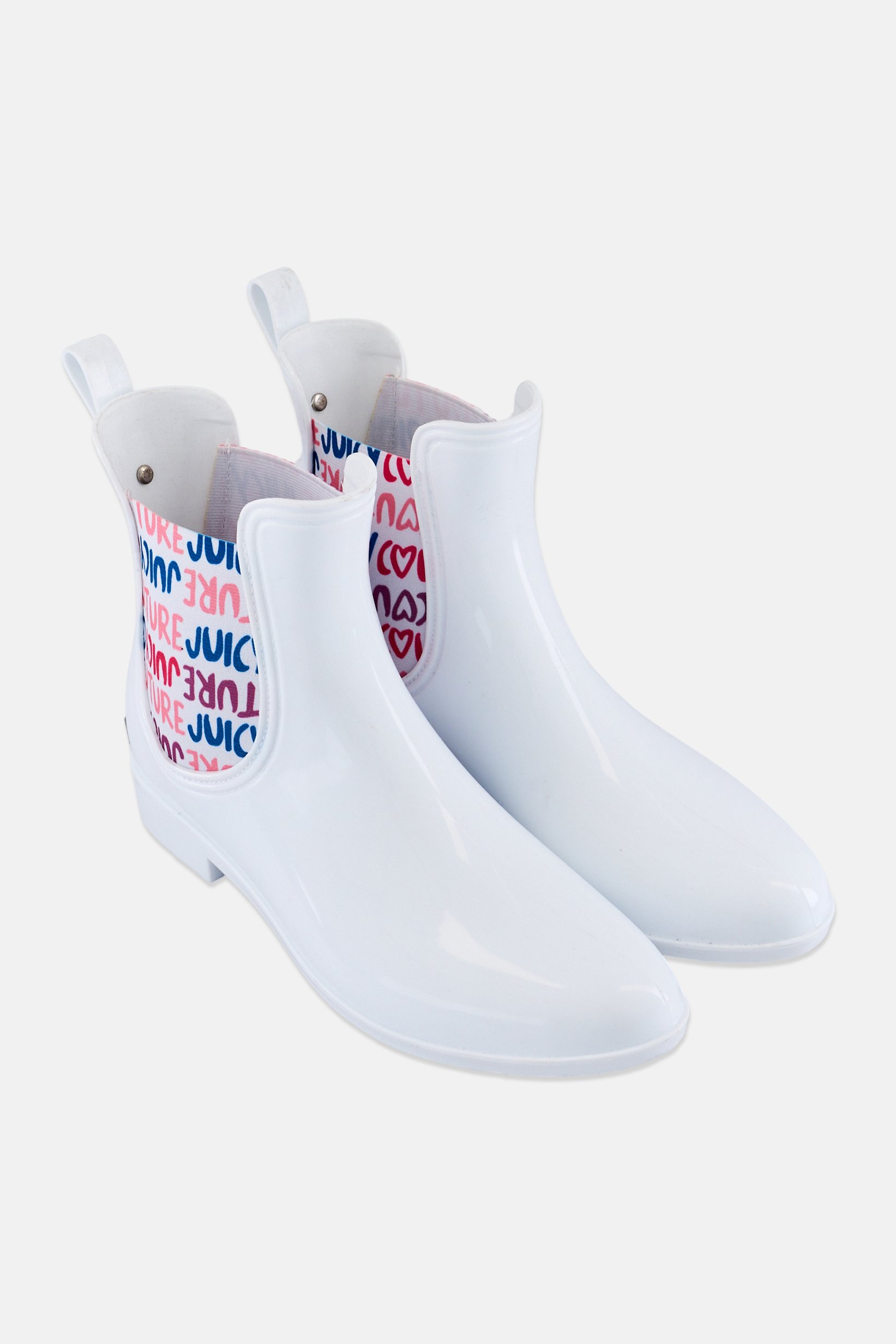 Women Graphic Print Slip On Ankle Boots, White