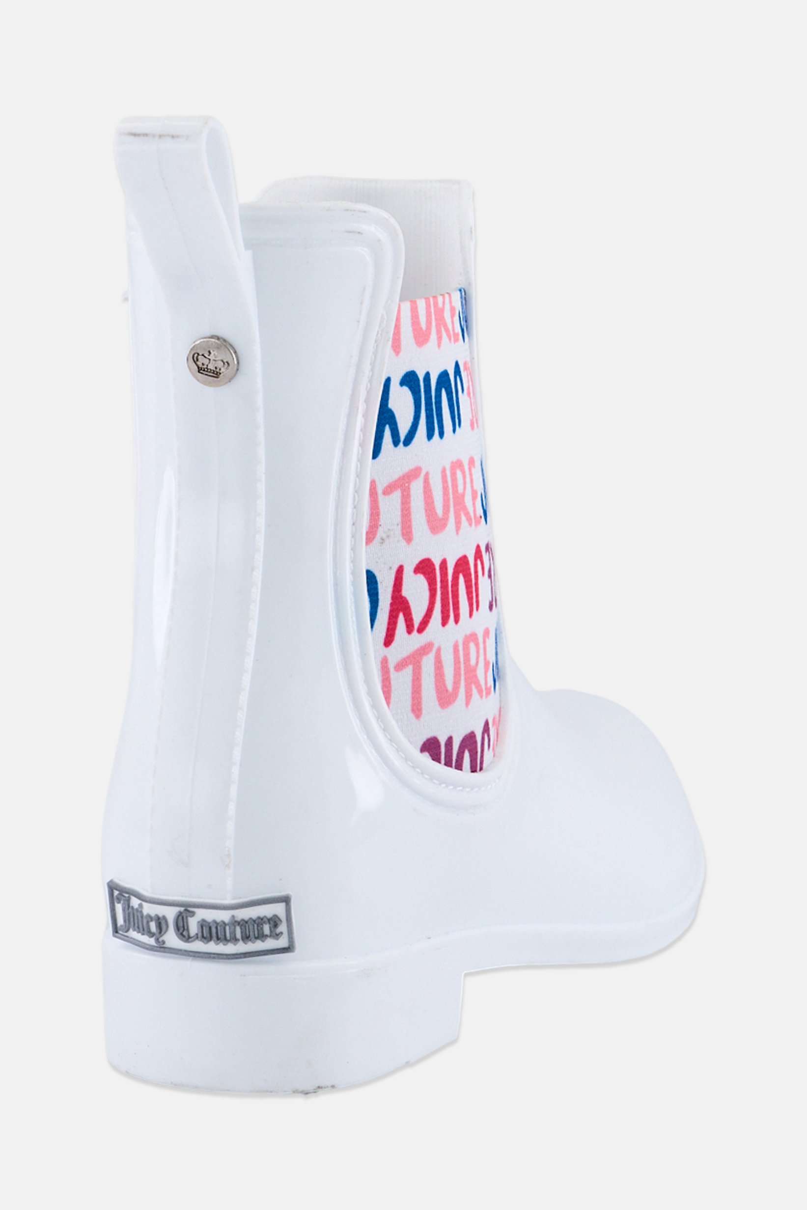 Women Graphic Print Slip On Ankle Boots, White