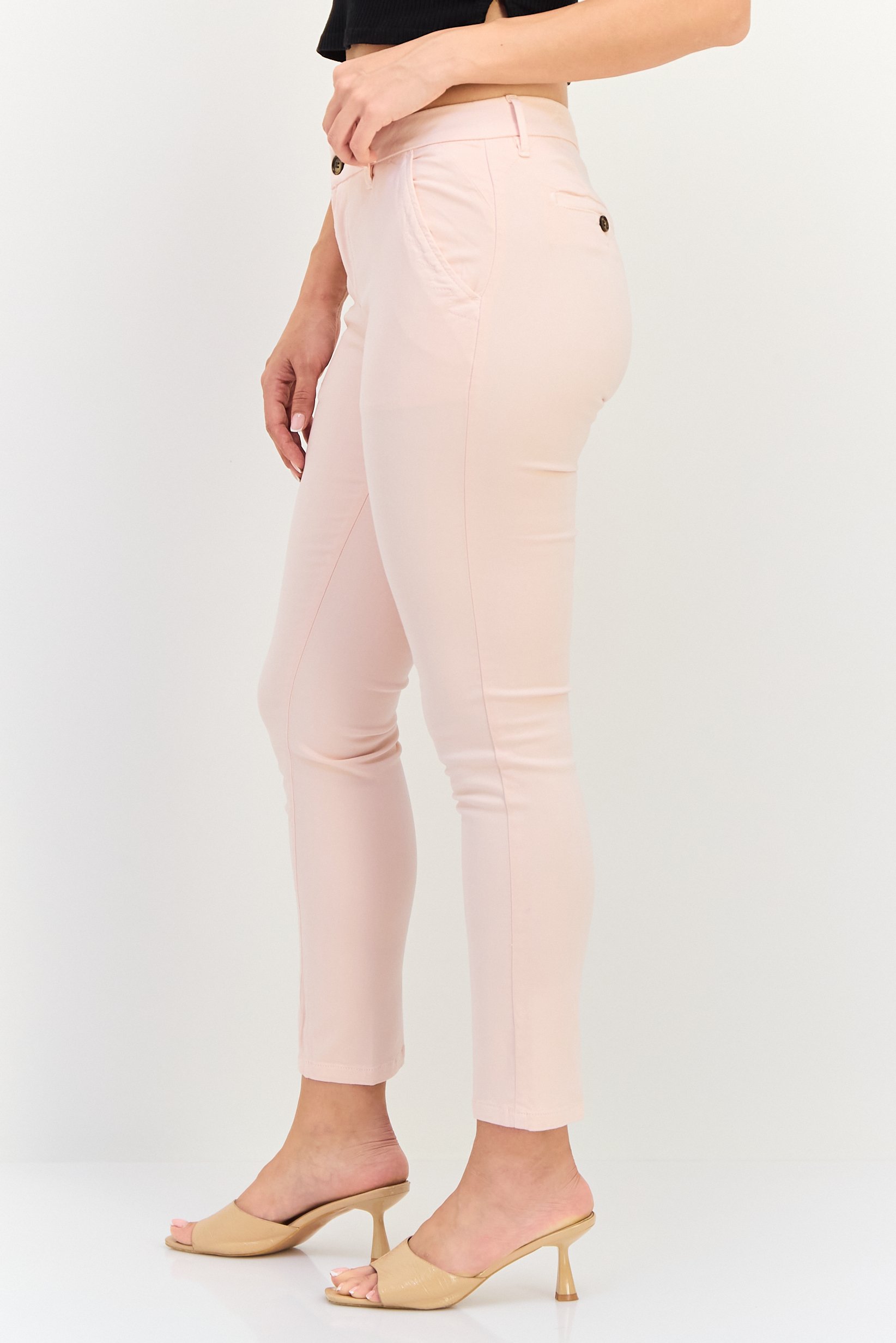 Women Chino Fit Solid Skinny Pants, Pink