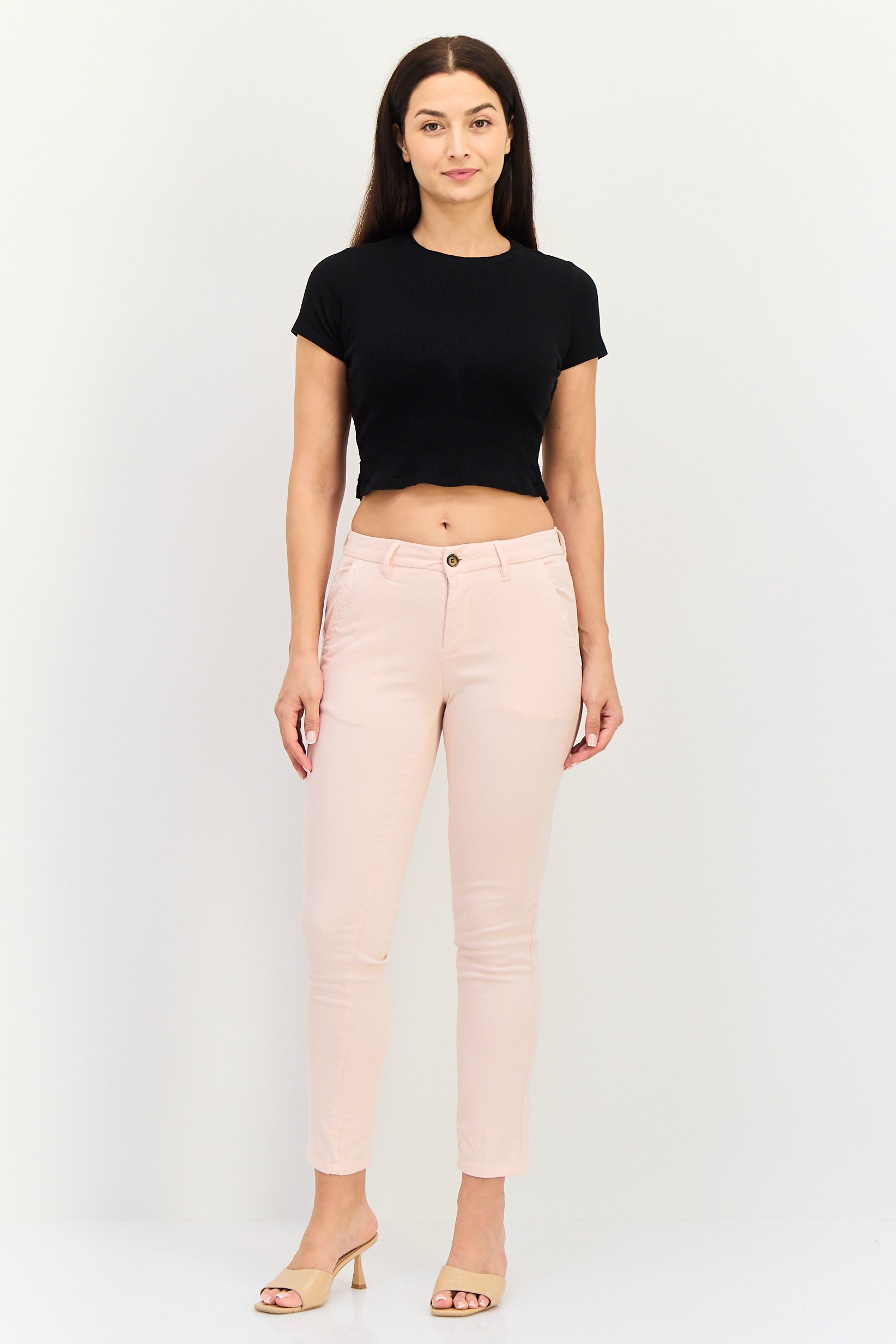 Women Chino Fit Solid Skinny Pants, Pink