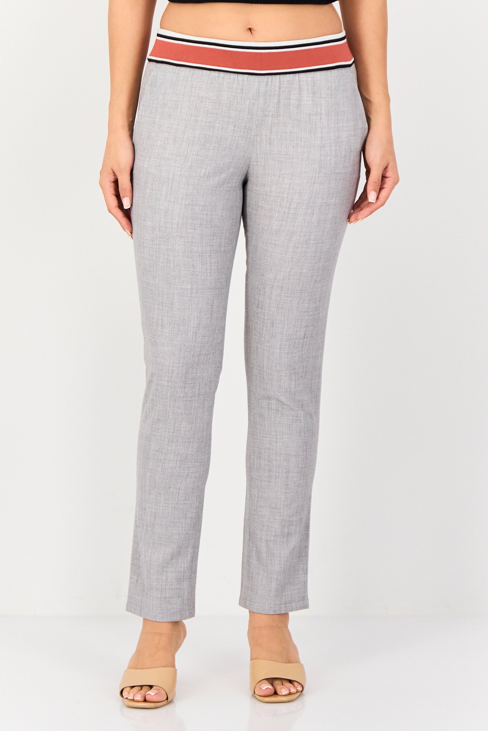 Women Street Fit Heather Straight Leg Pants, Light Grey