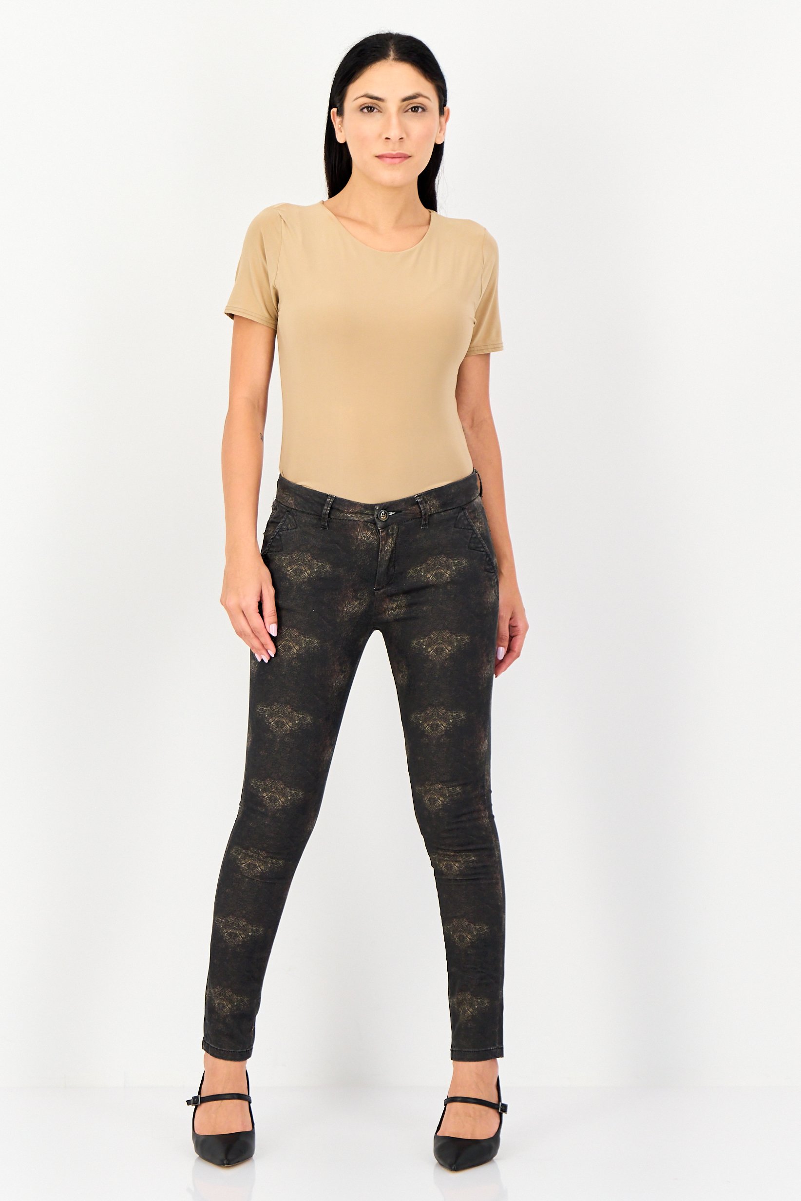 Women Skinny Fit Animal Print Straight Leg Pants, Multicolor