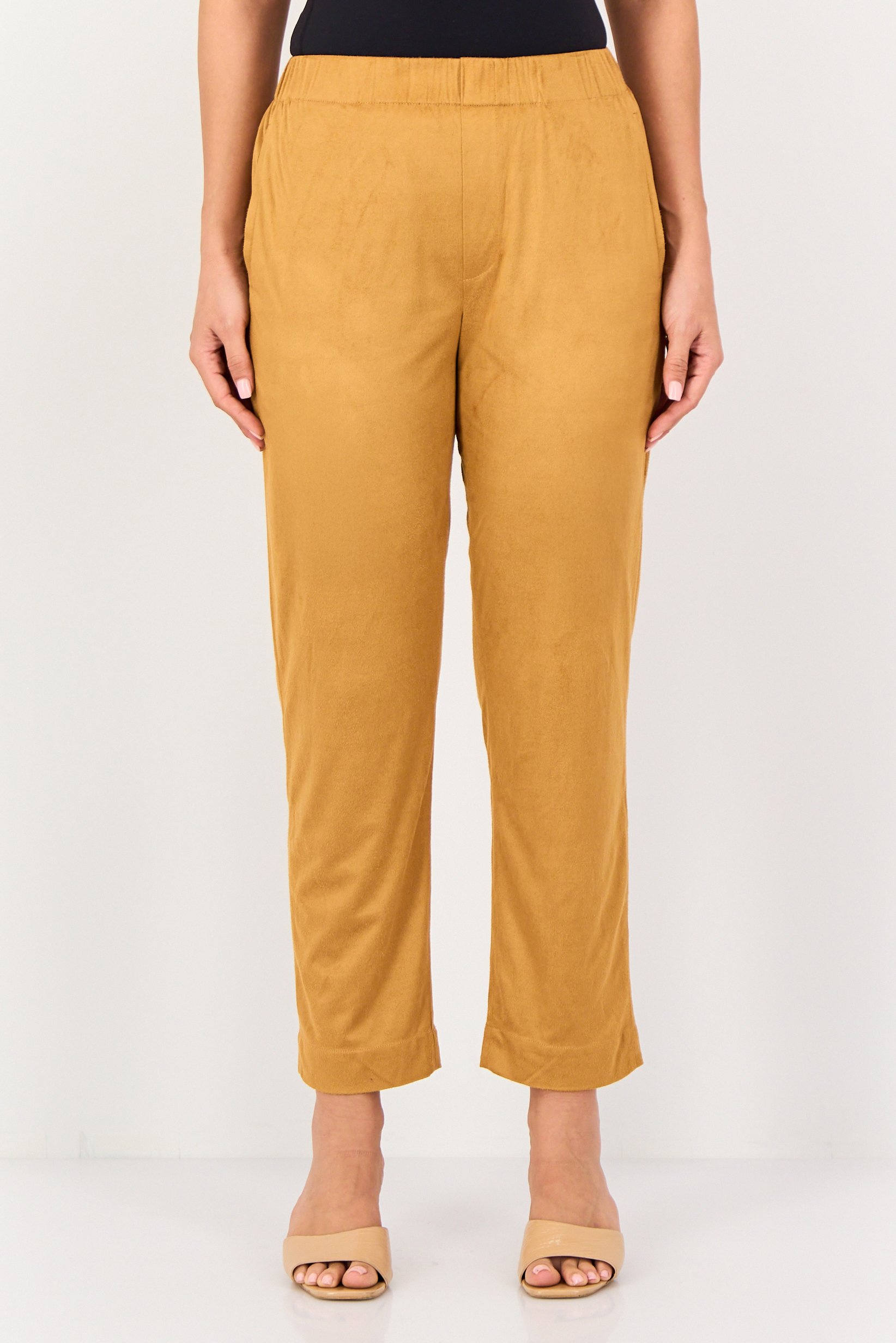 Women Street Fit Textured Straight Leg Pants, Light Brown