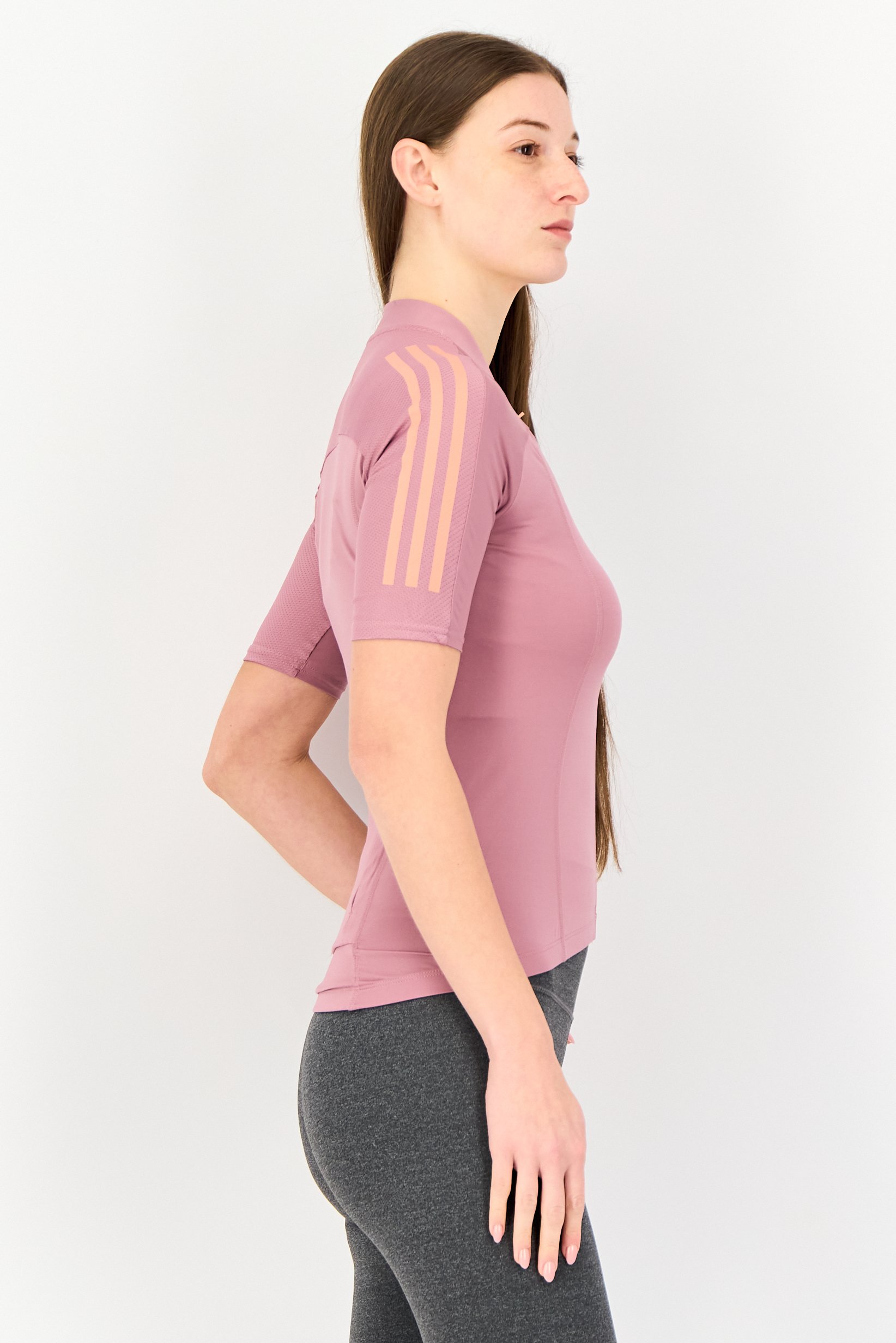 Women Sportswear Fit Short Sleeves Cycling Top, Mauve