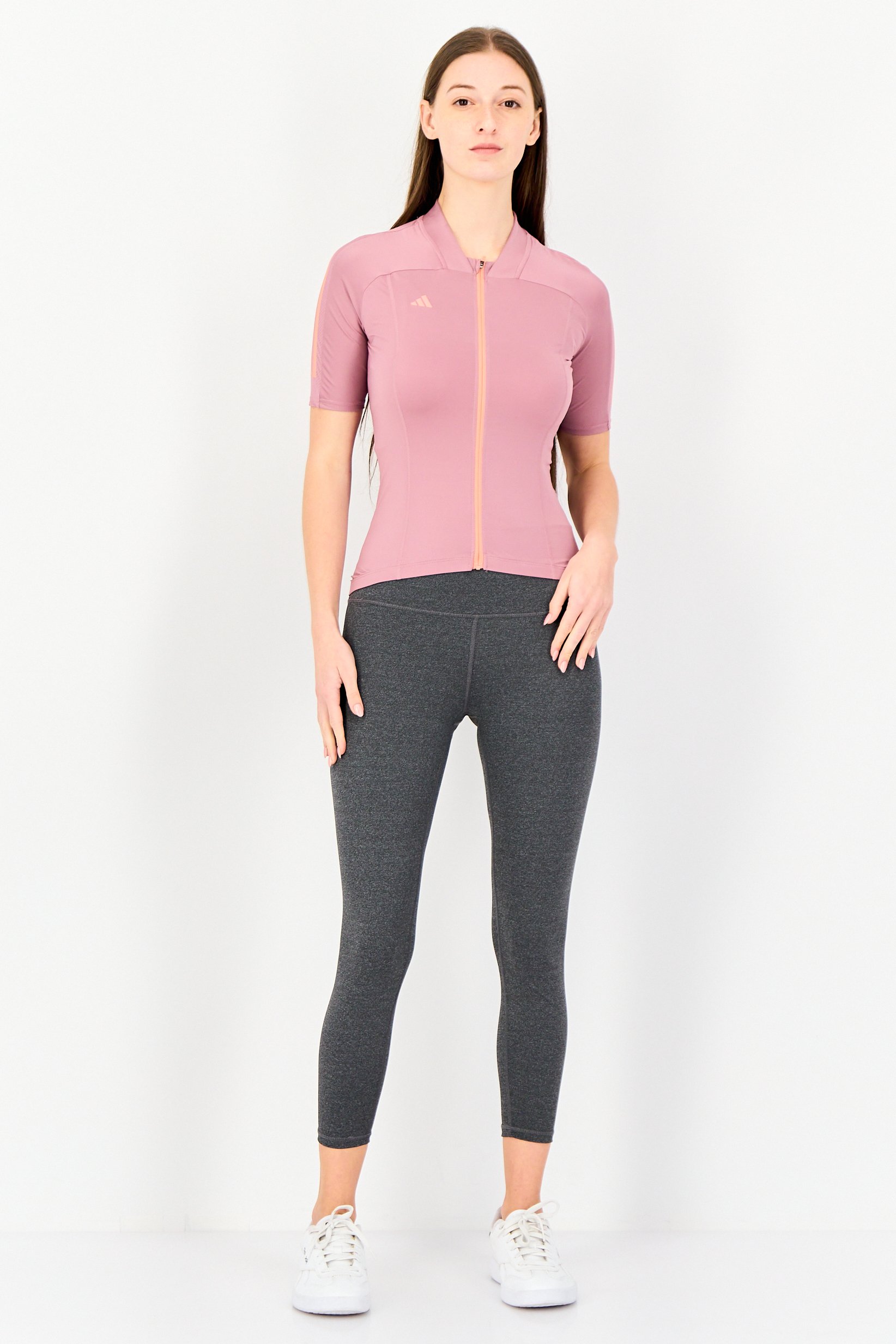 Women Sportswear Fit Short Sleeves Cycling Top, Mauve