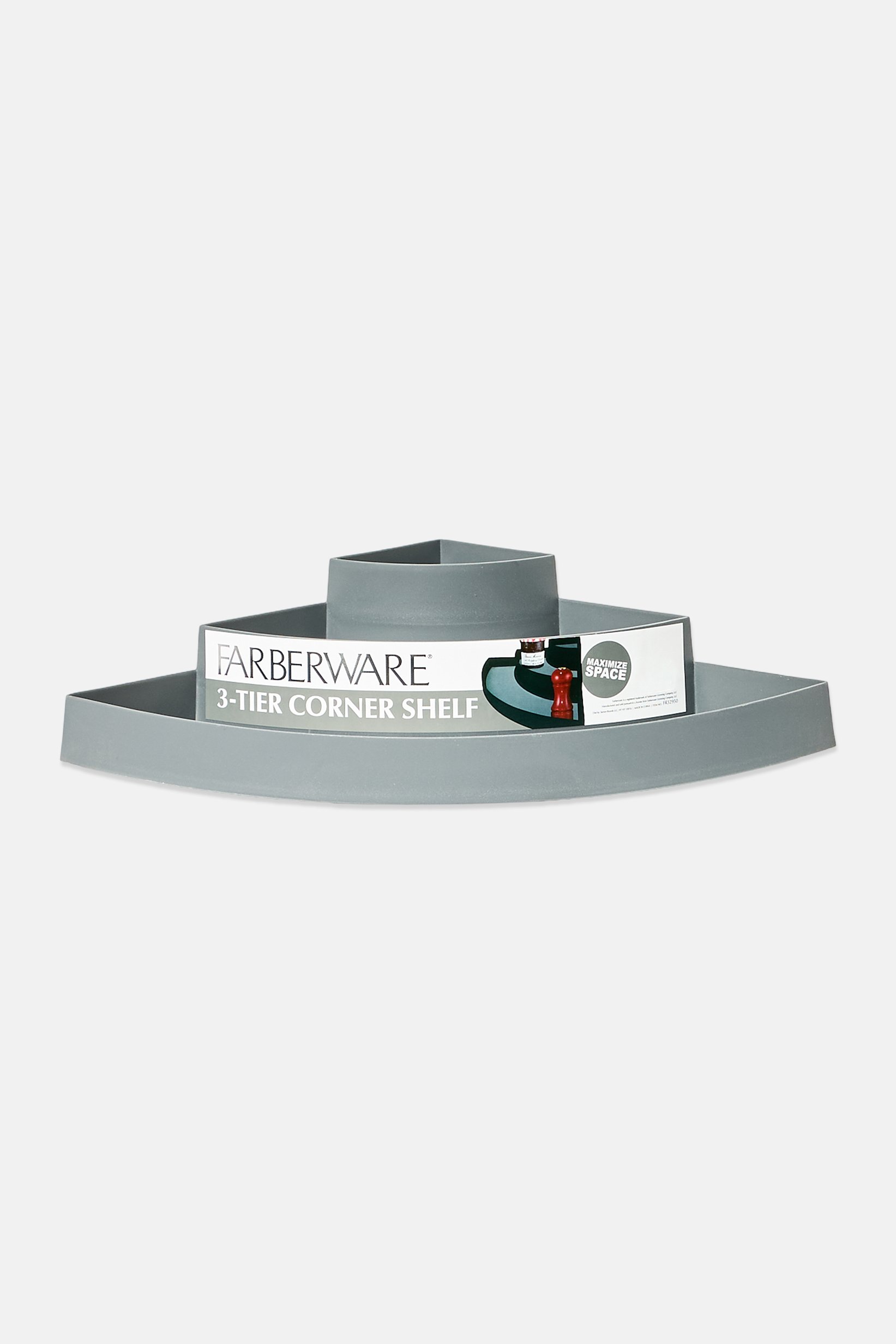 Buy Farberware 3 Tier Plastic Rack Corner Shelf Organizer, Grey Online ...