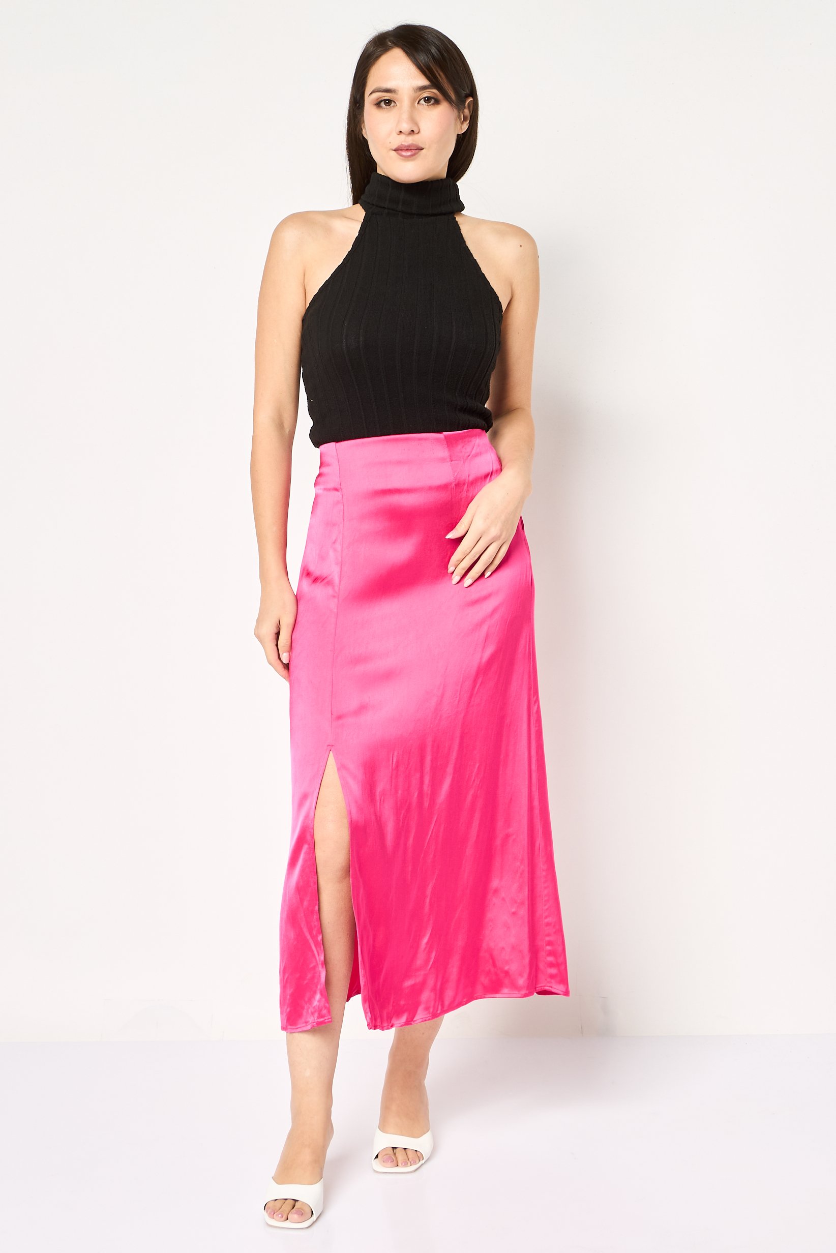 Women Plain Maxi Skirt, Pink