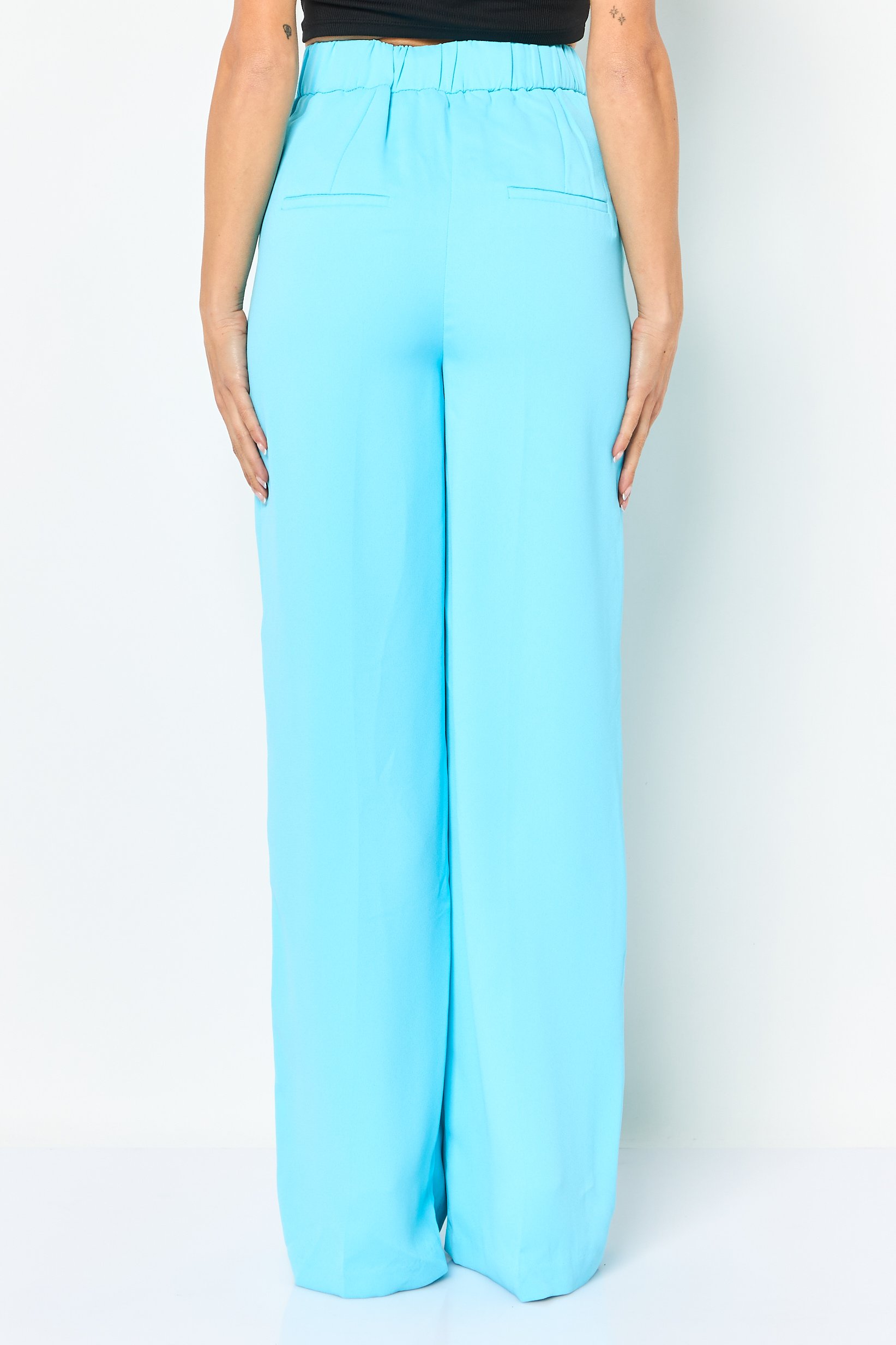 Women Wide Leg Plain Palazzo Pants, Turqouise