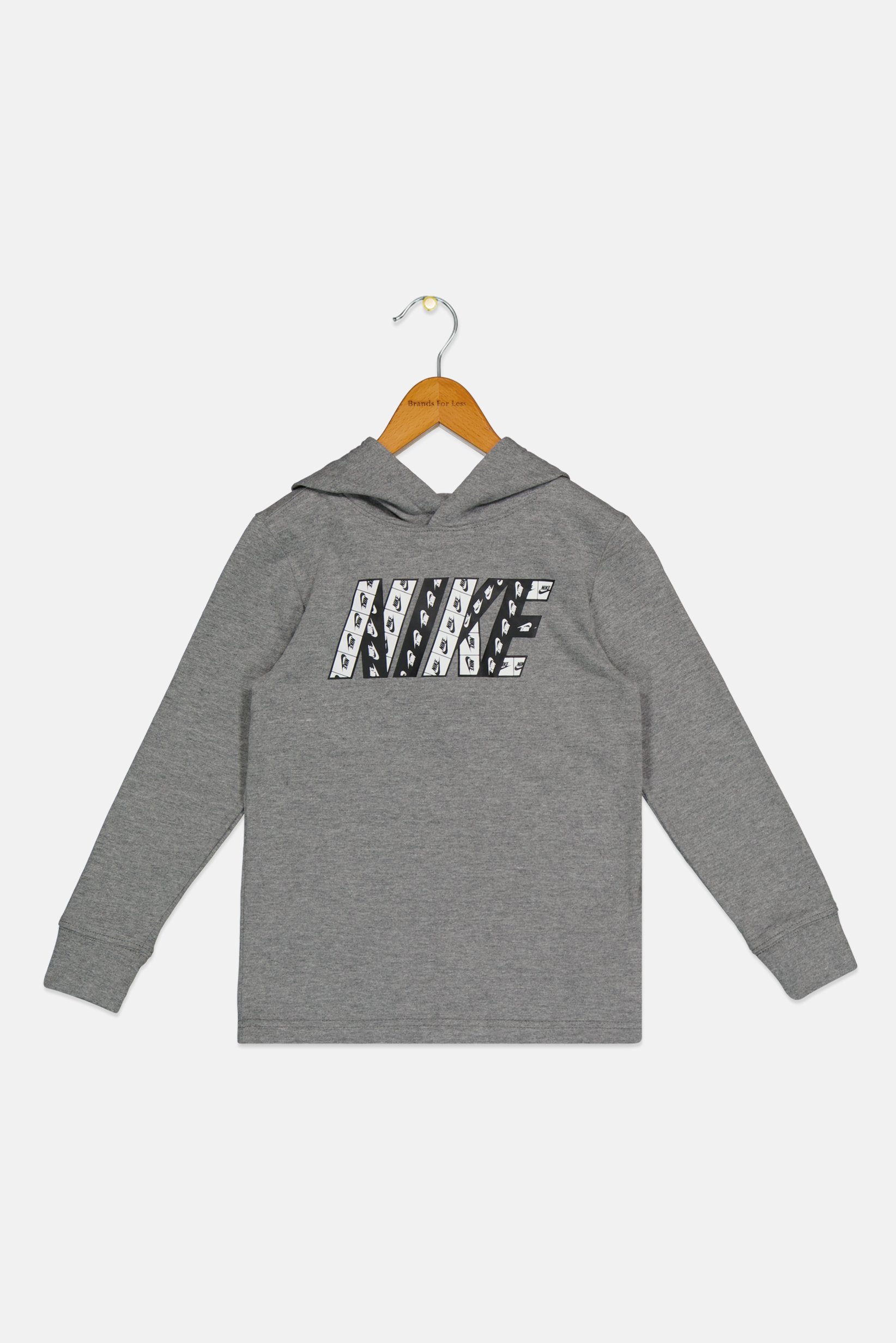 Toddlers Boy Brand Logo Long Sleeve Hoodies, Grey