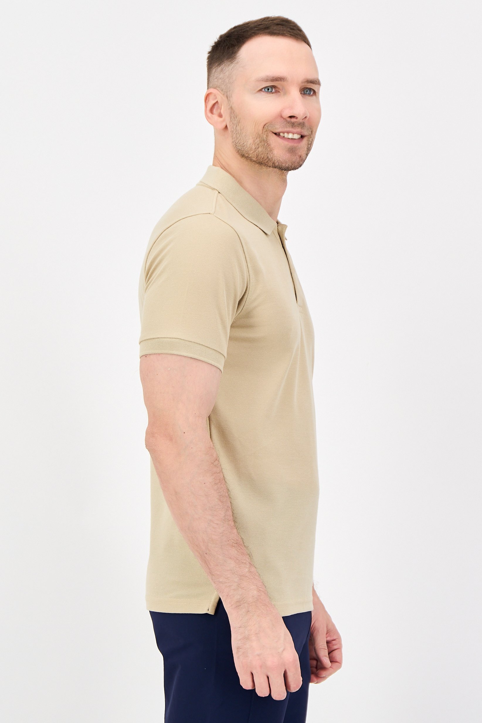 Men Sportswear Fit Short Sleeve Outdoor Polo Shirt, Khaki