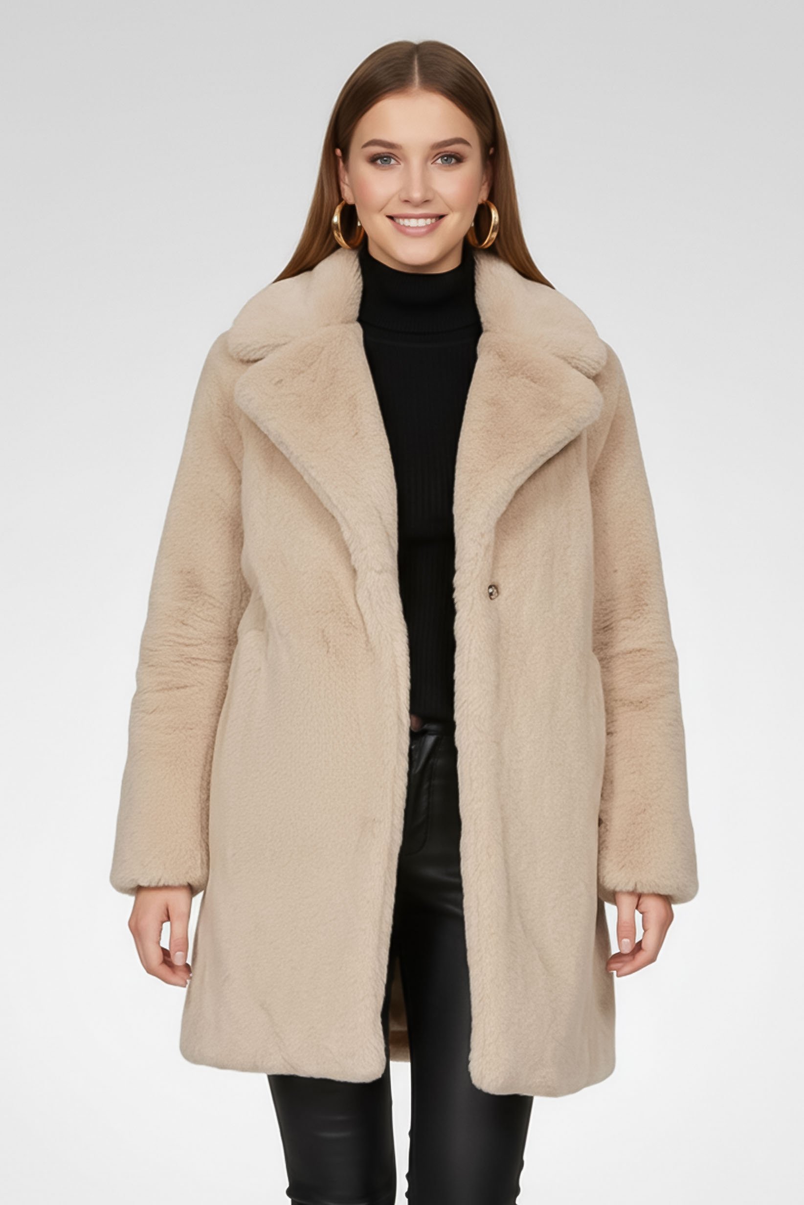 Women Long Sleeve Textured Softshell Jacket, Beige
