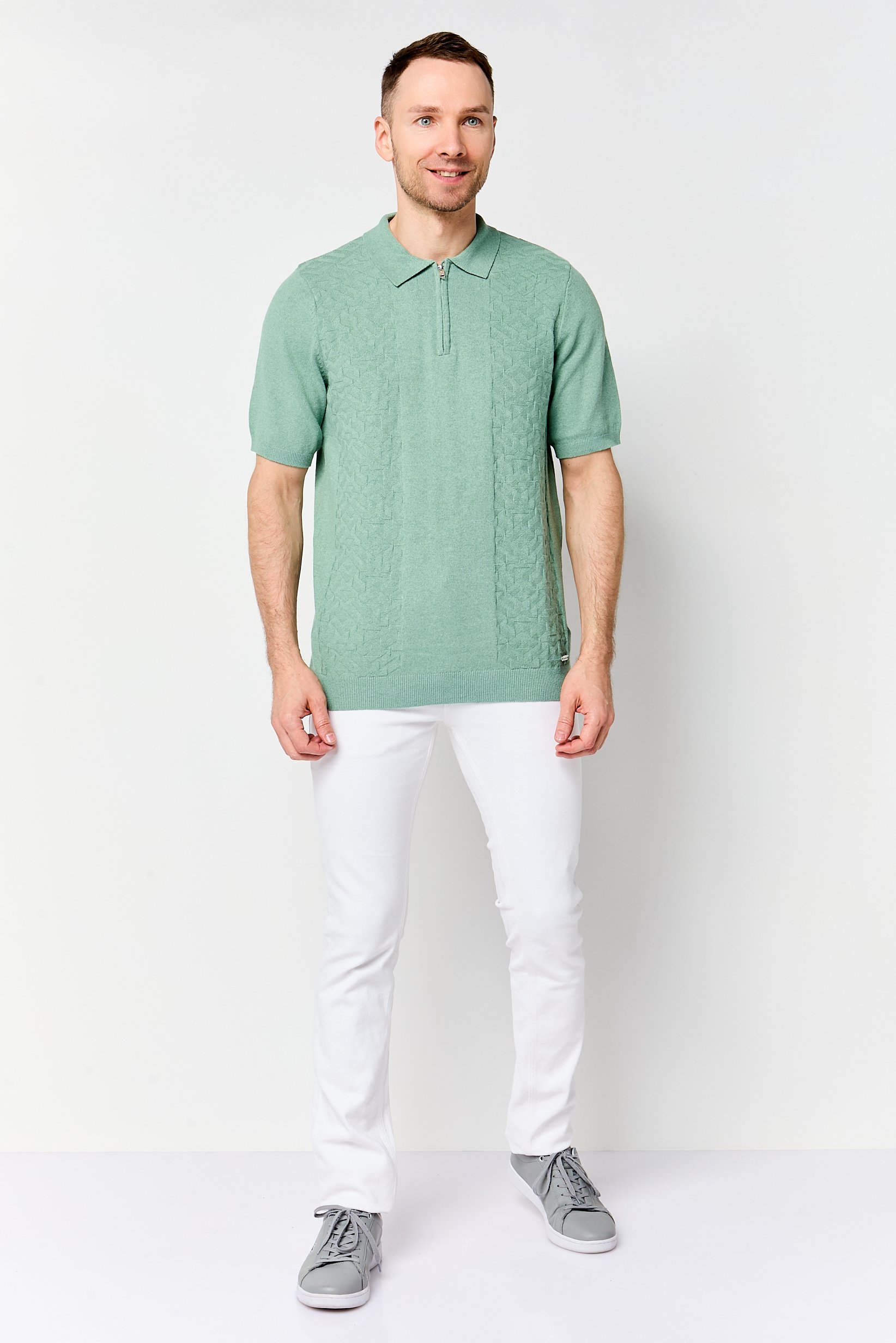 Buy Threadbare Men Regular Fit Knitted Short Sleeve Polo Shirt, Sage ...