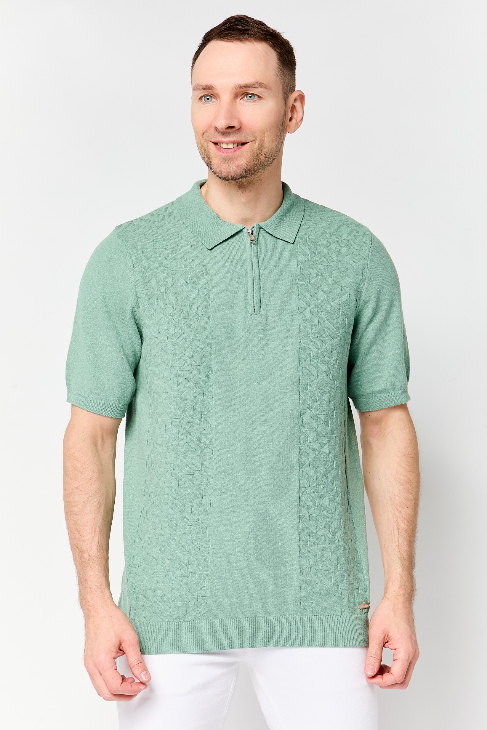 Buy Threadbare Men Regular Fit Knitted Short Sleeve Polo Shirt, Sage ...