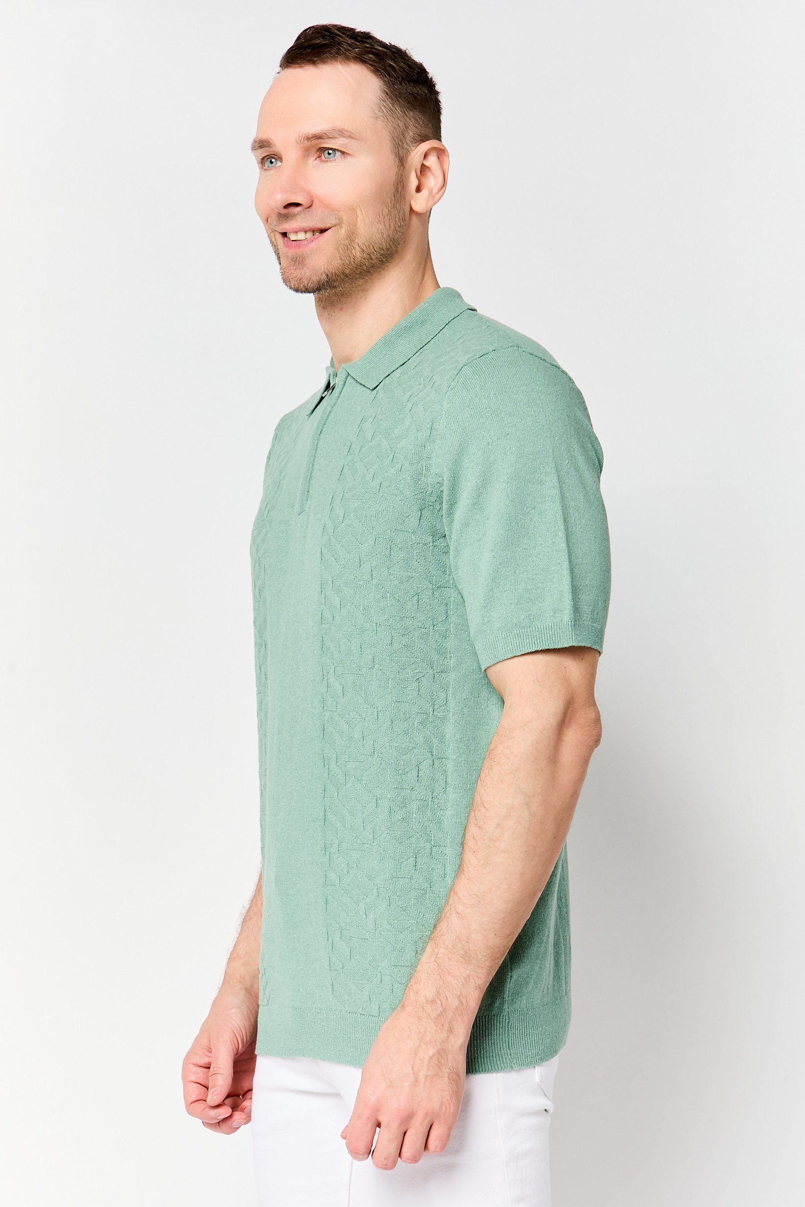 Buy Threadbare Men Regular Fit Knitted Short Sleeve Polo Shirt, Sage ...