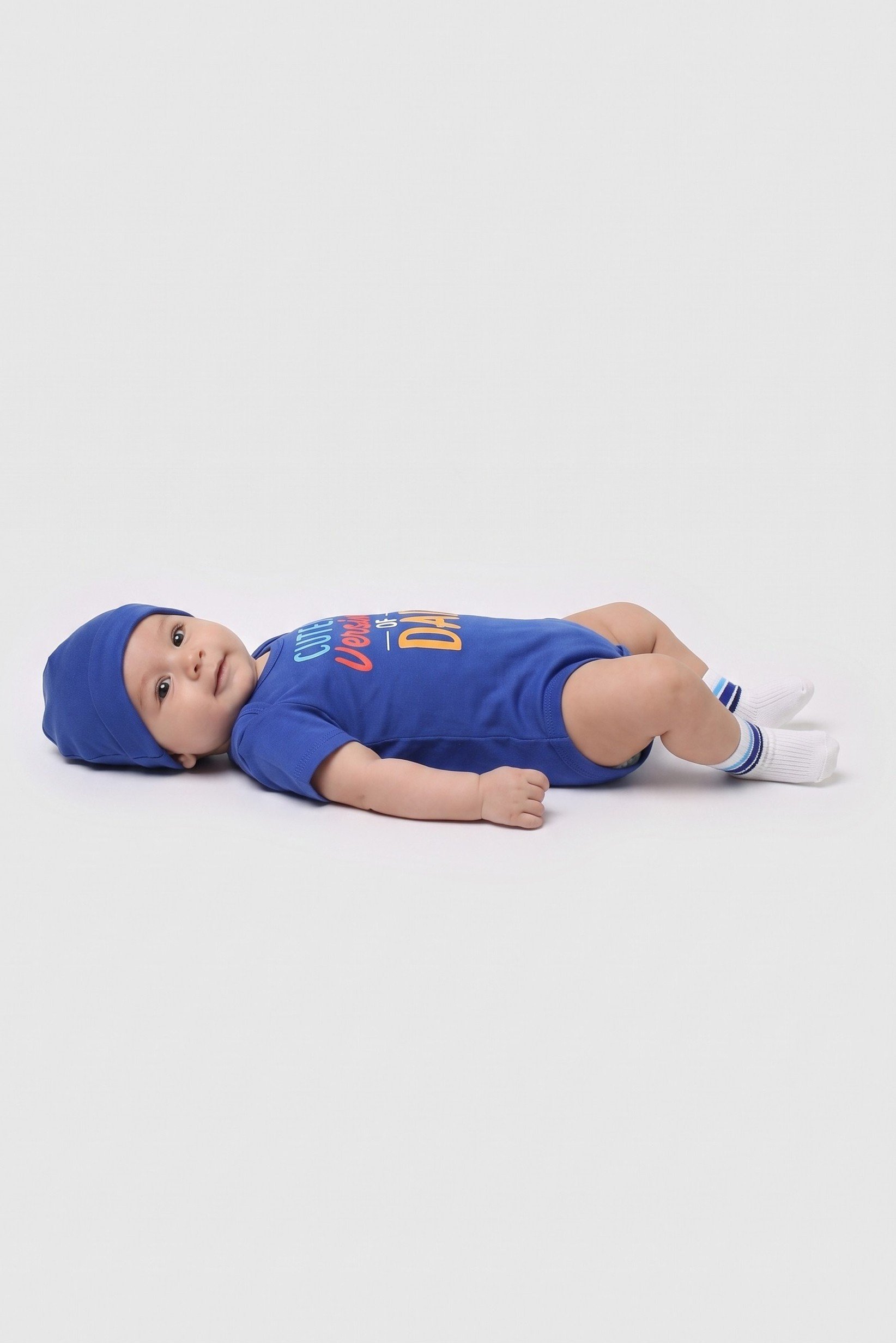 Toddlers Boy 3 Pieces Graphic Print Bodysuit And Socks With Hat Set, Multicolor