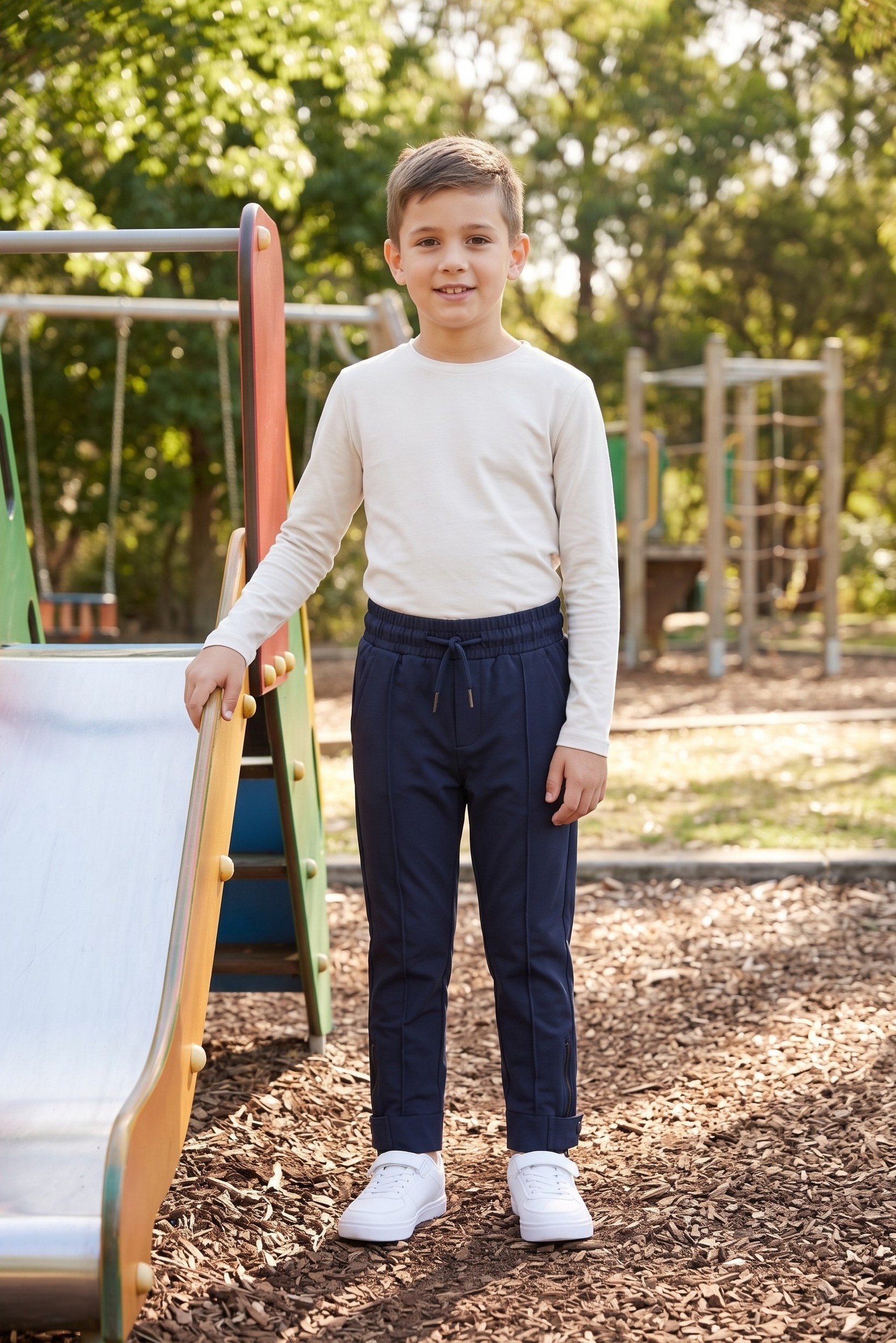 Toddlers Boy Brand Logo Track Pants, Navy Blue