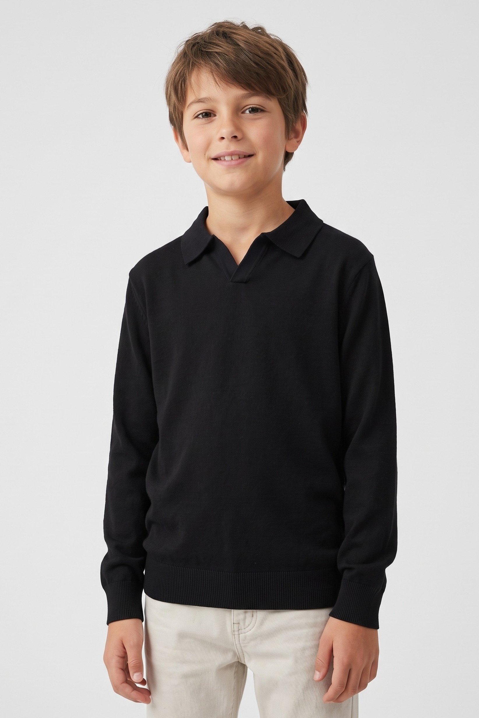 Kids Boy Spread ColorTextured Sweater, Black