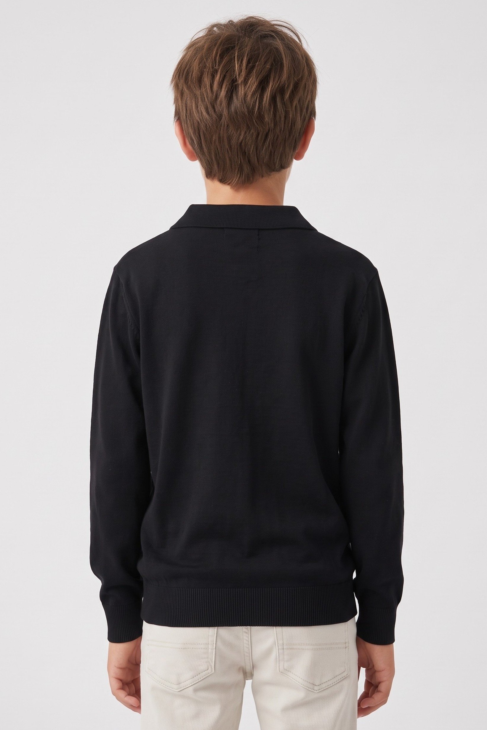 Kids Boy Spread ColorTextured Sweater, Black