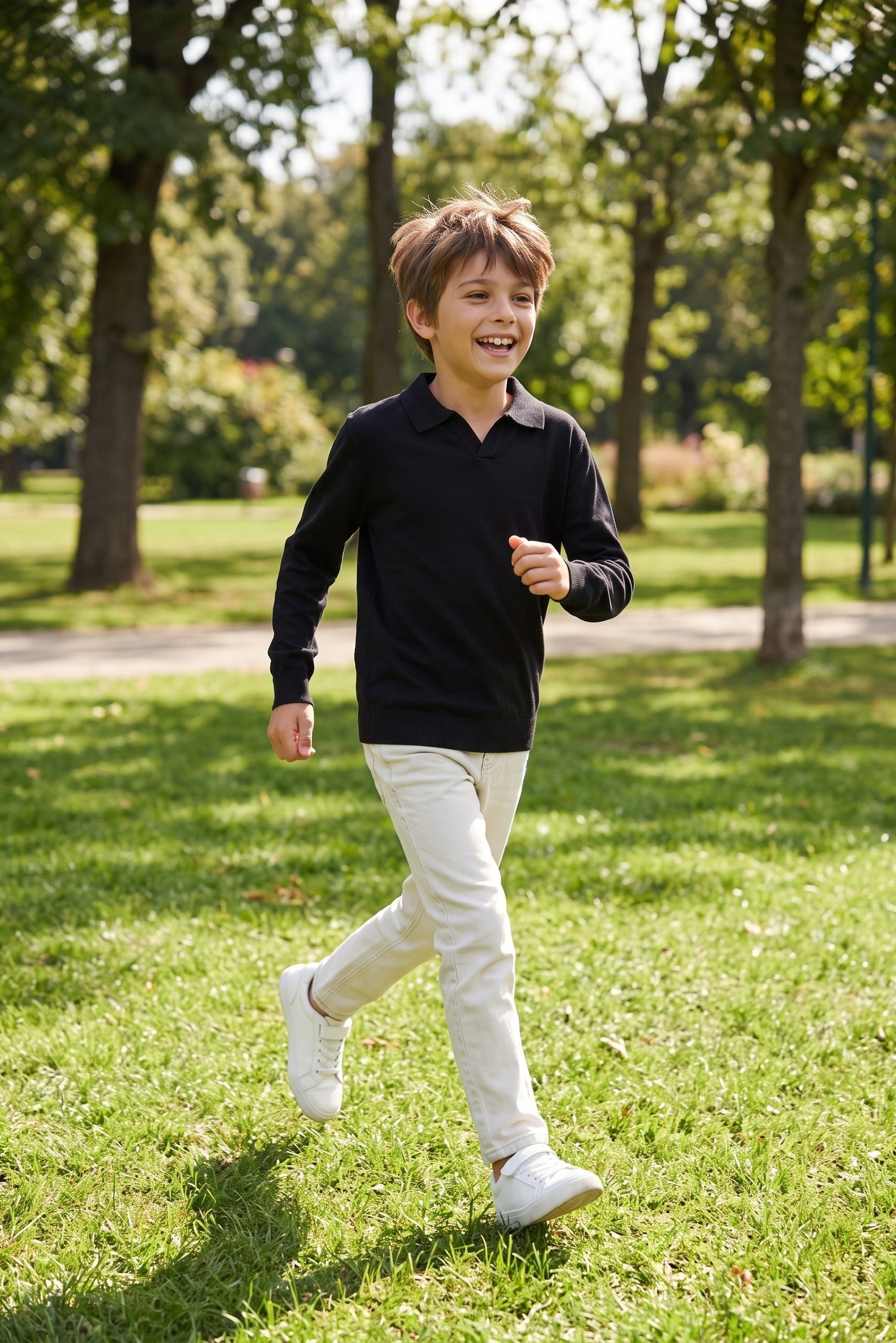 Kids Boy Spread ColorTextured Sweater, Black