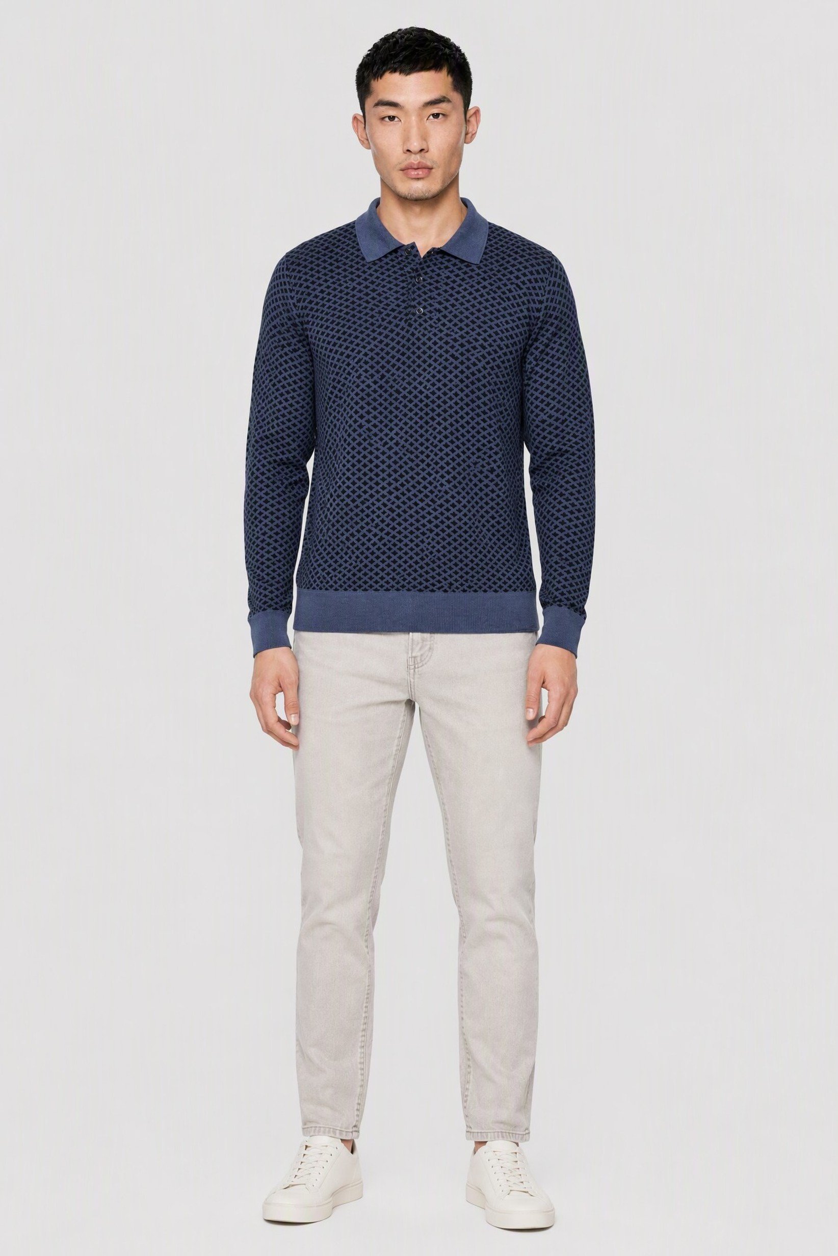 Men Spread Collor Textured Sweater, Multicolor