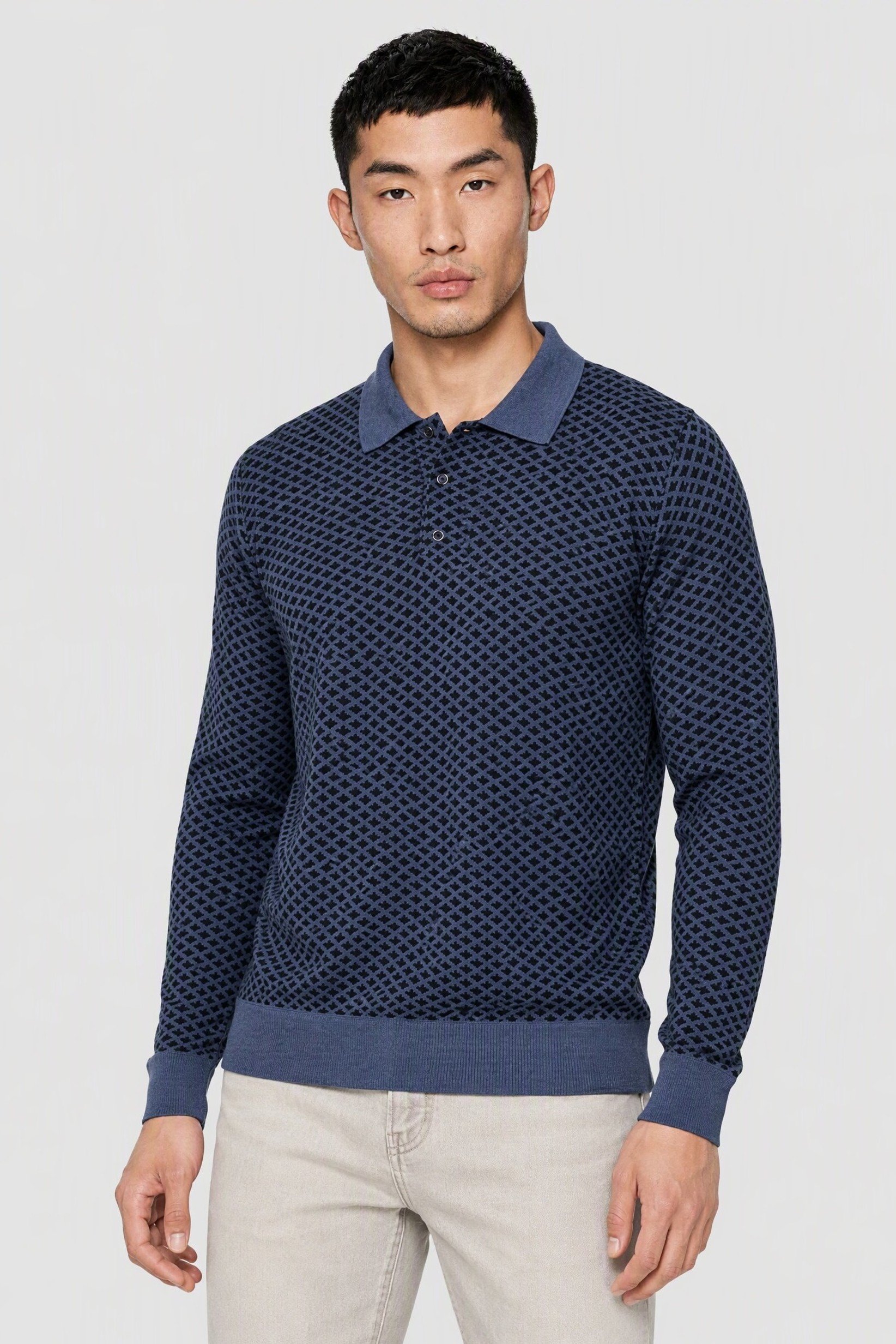 Men Spread Collor Textured Sweater, Multicolor