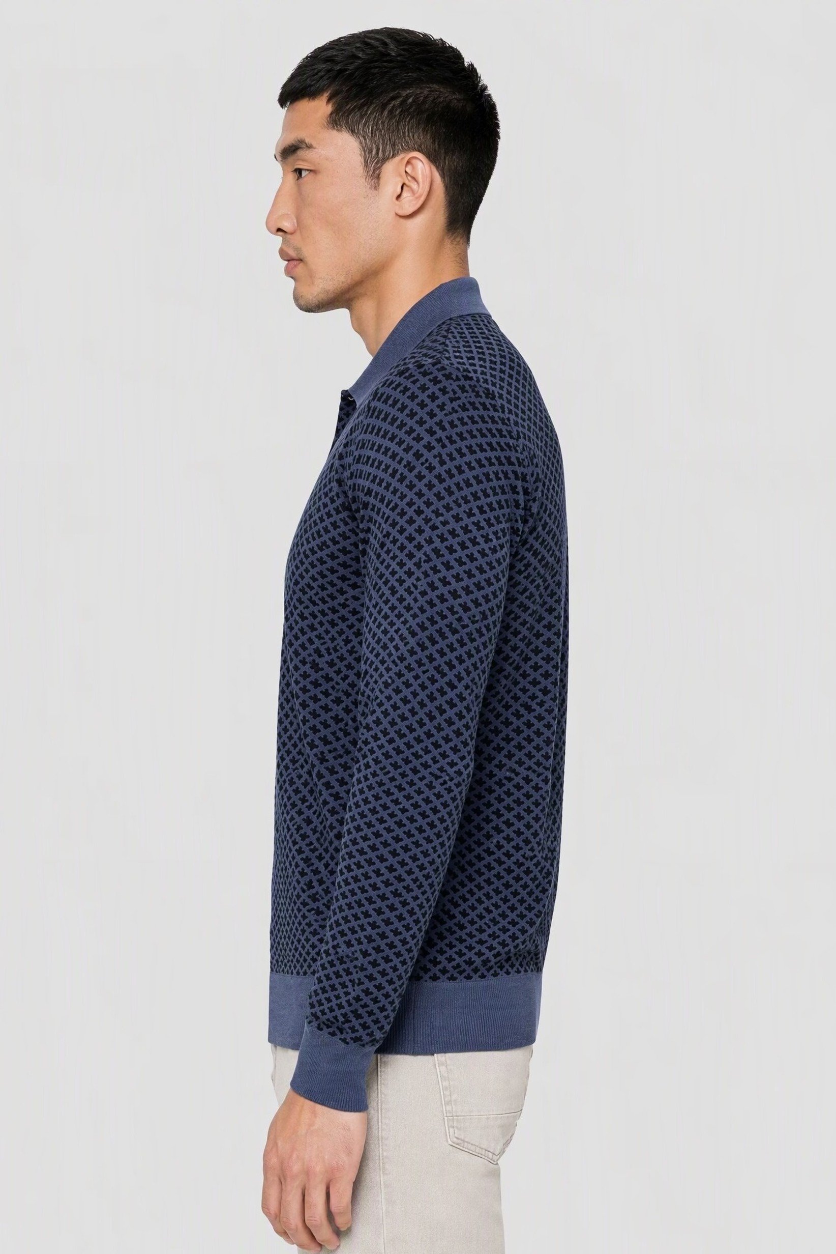 Men Spread Collor Textured Sweater, Multicolor