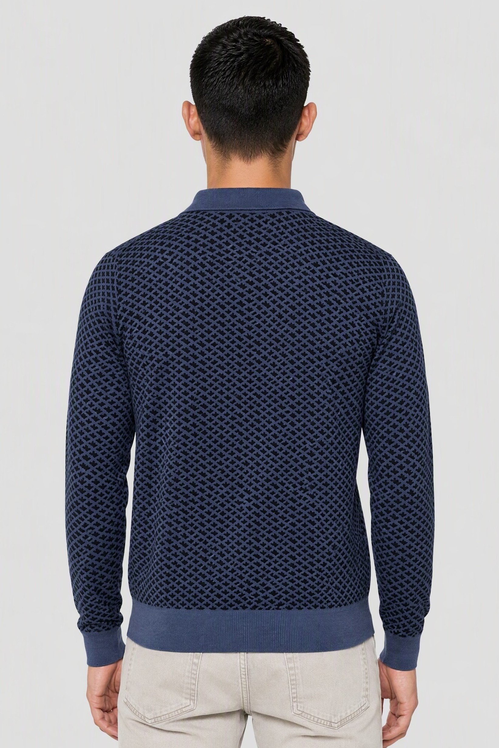 Men Spread Collor Textured Sweater, Multicolor