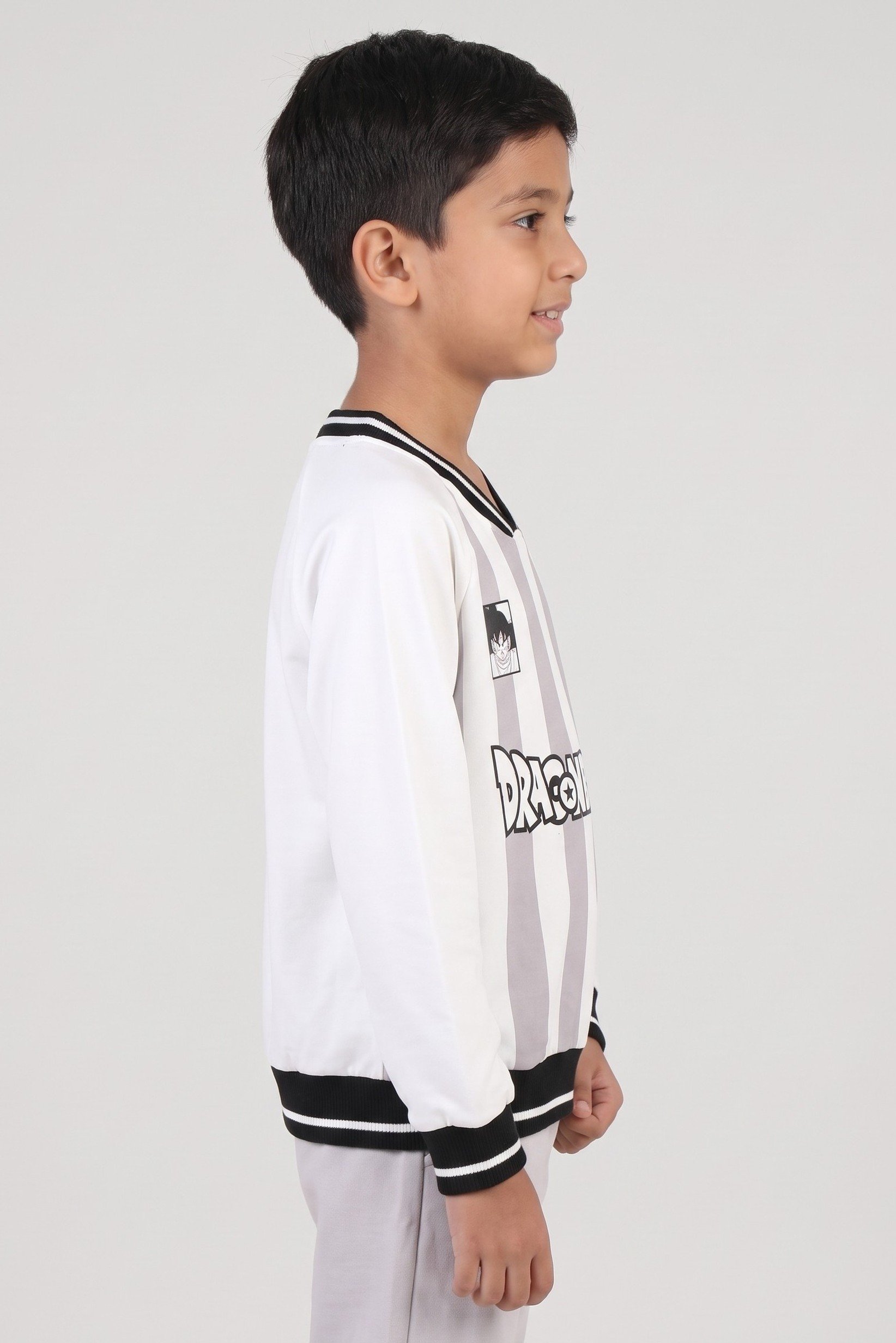 Kids Boy V-Neck Long Sleeve Graphic Print Sweatshirt, Multicolor