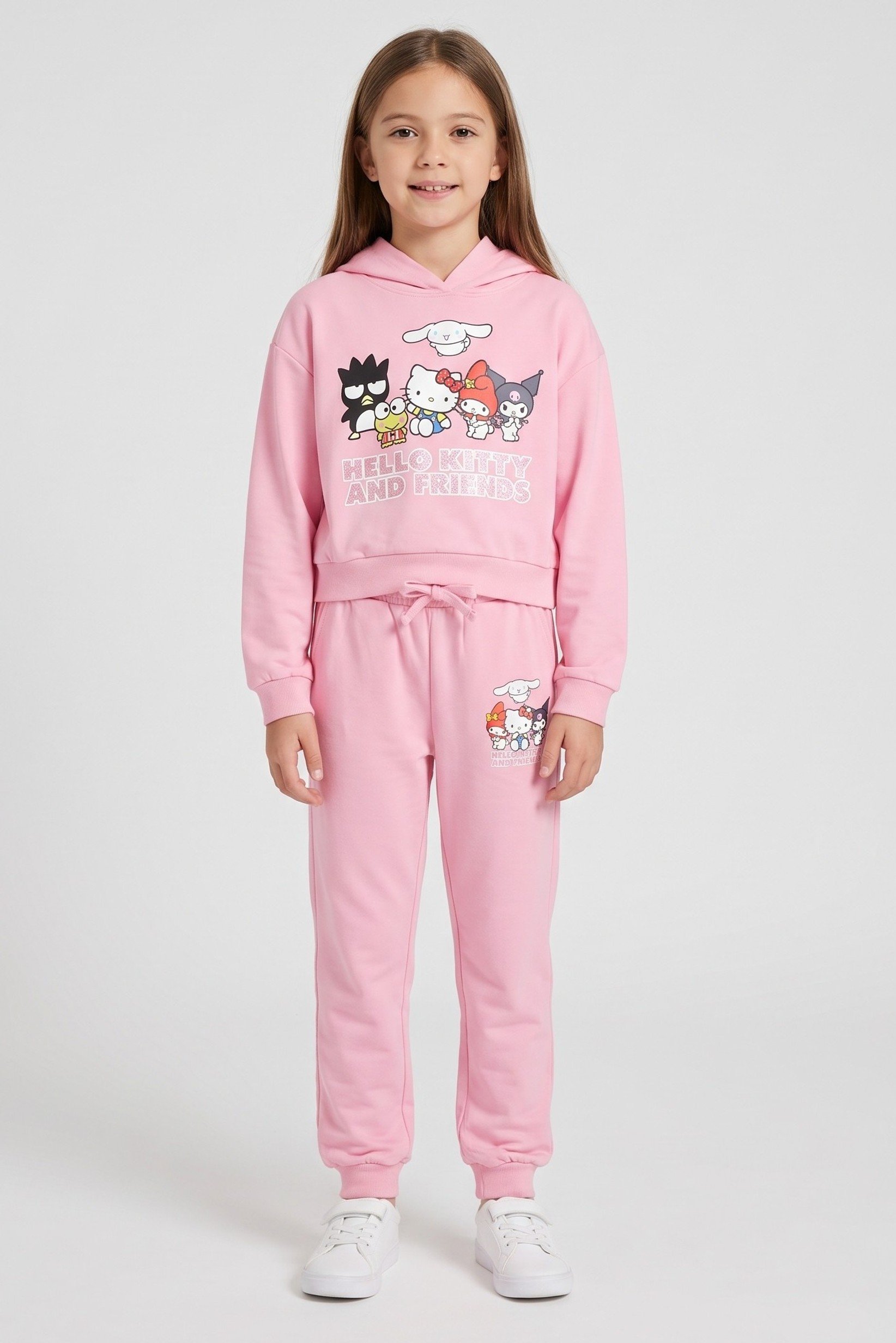 Kids Girl 2 Pieces Hello Kitty And Friend Hoodie And Pants Set, Pink