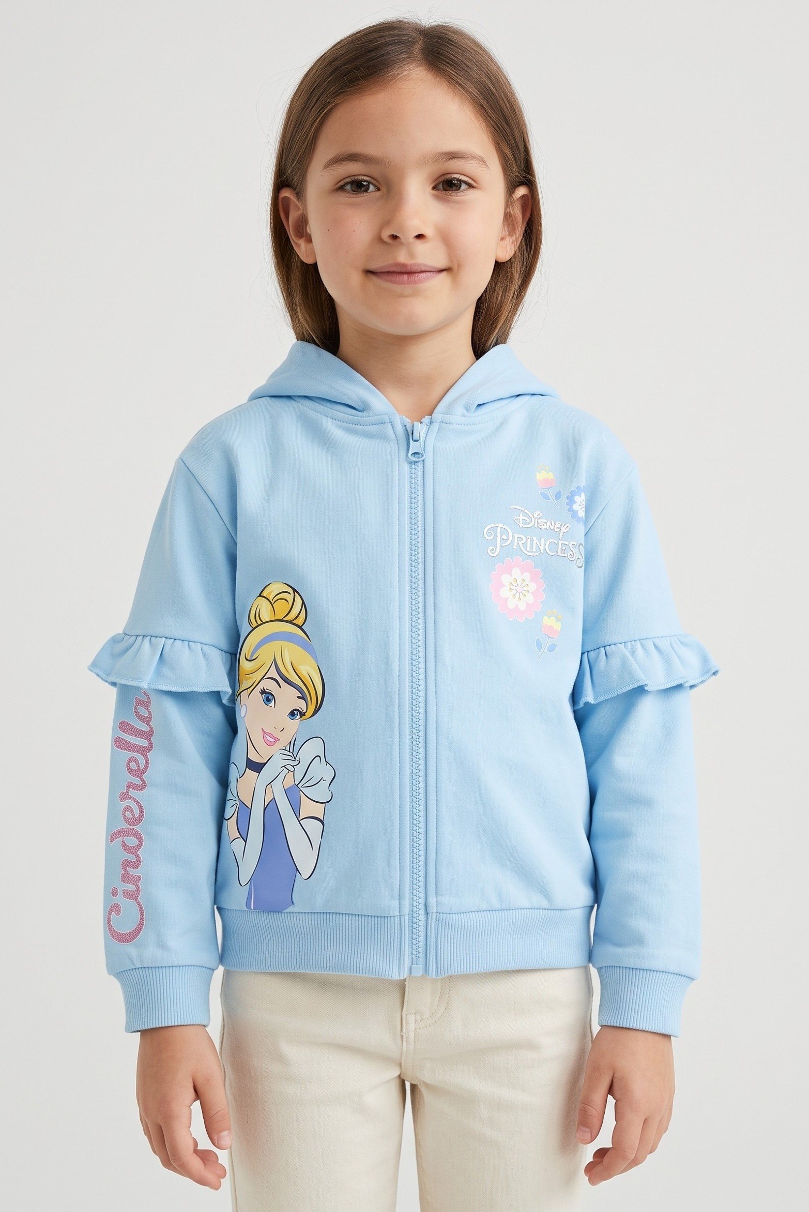Toddlers Girl Graphic Print Long Sleeve Hoodie, Blue