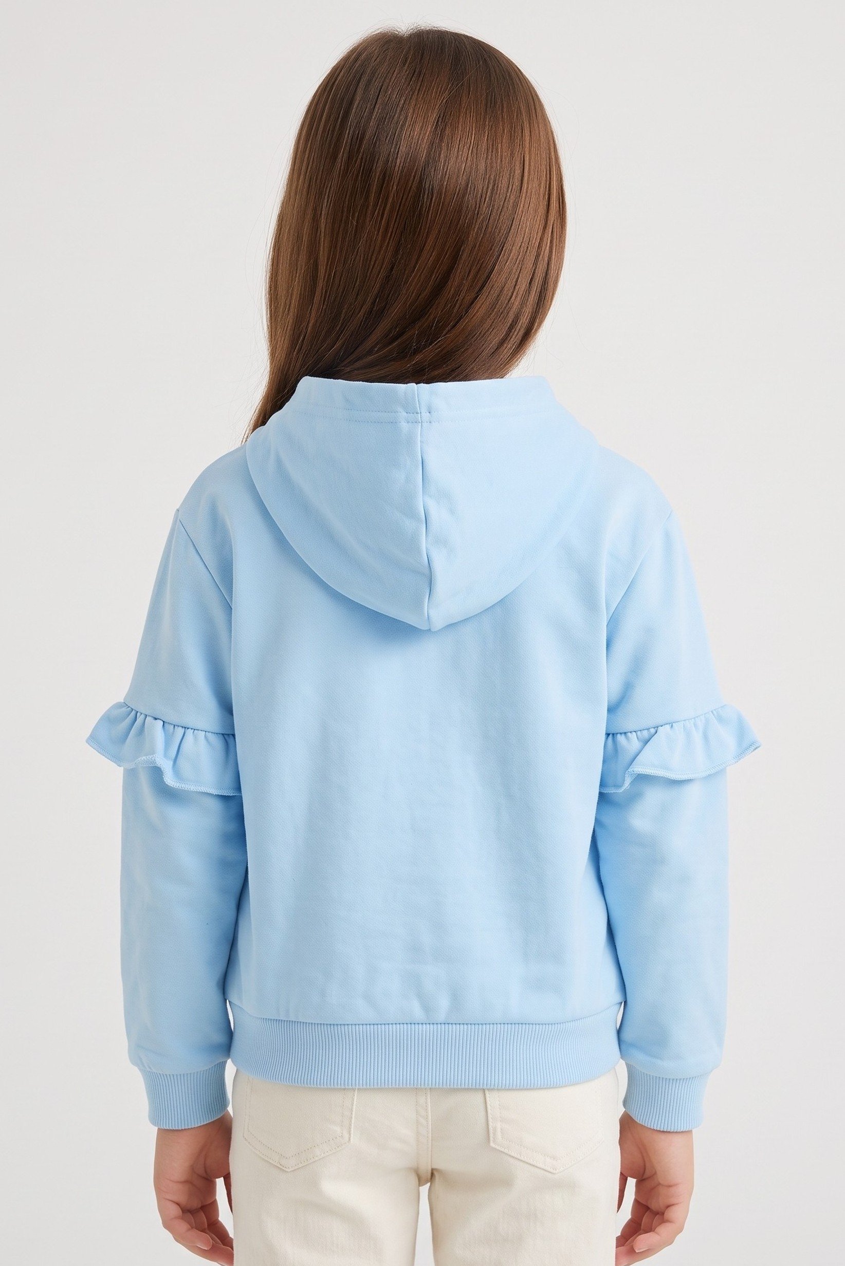 Toddlers Girl Graphic Print Long Sleeve Hoodie, Blue