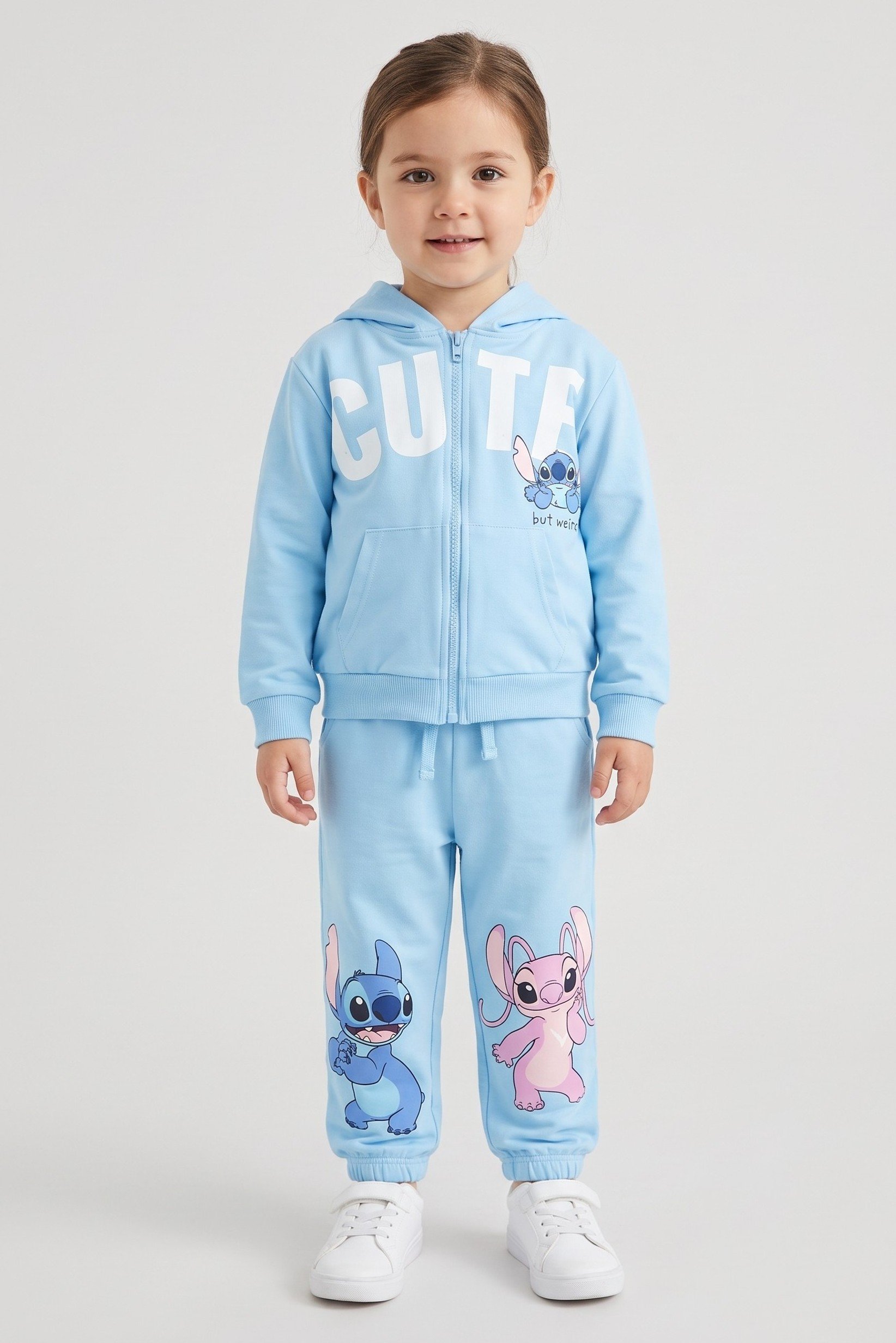 Disney x Lilo Stitch Toddlers Girl 2 Pieces Graphic Print Hoodie And Sweatpants Set, Multicolor