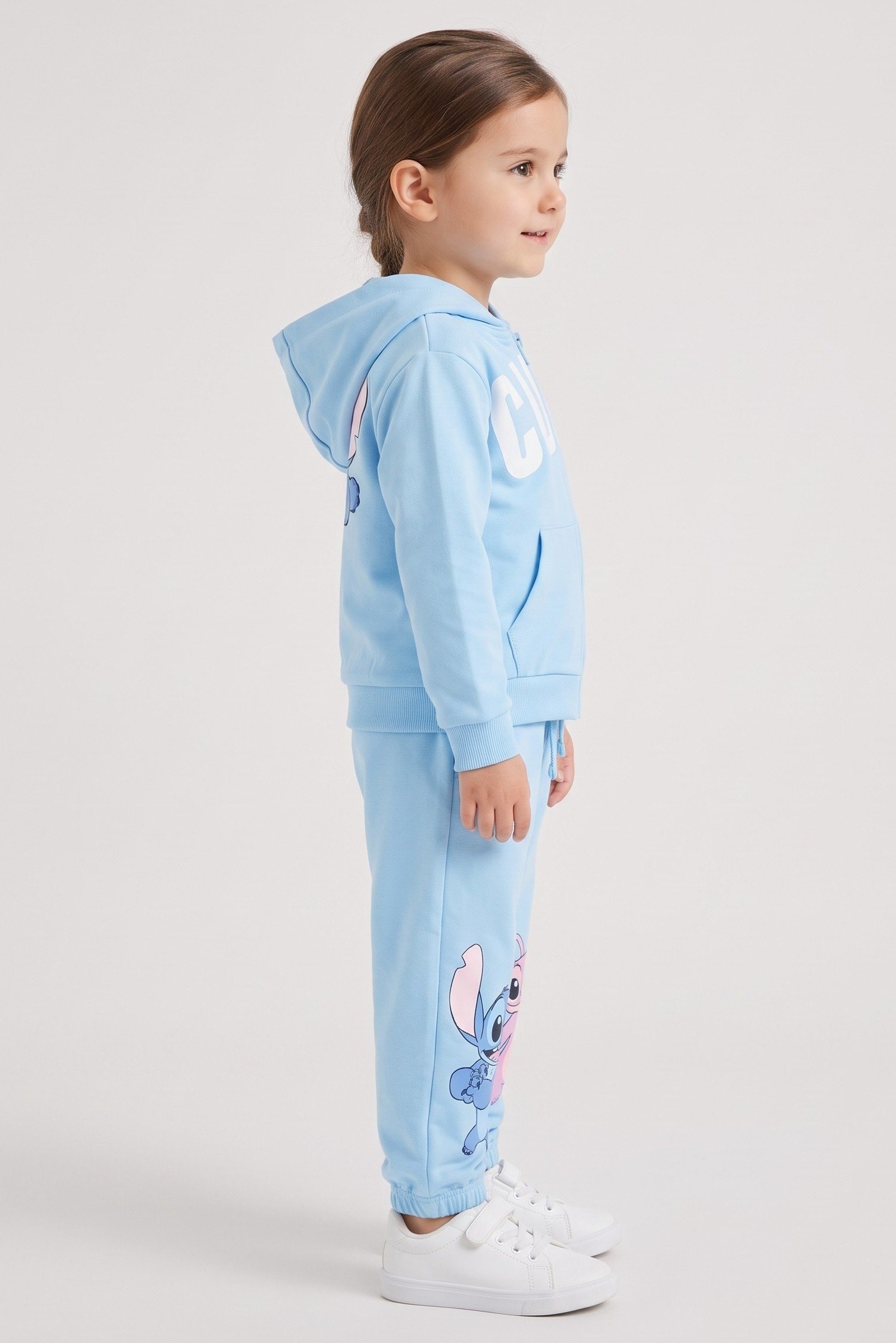 Disney x Lilo Stitch Toddlers Girl 2 Pieces Graphic Print Hoodie And Sweatpants Set, Multicolor