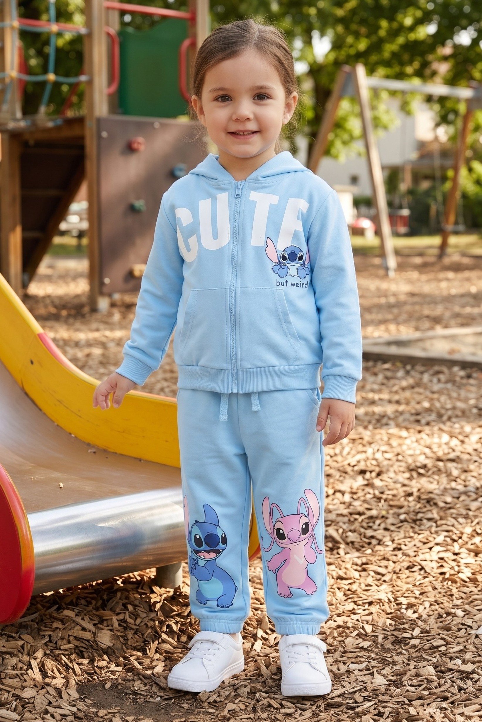 Disney x Lilo Stitch Toddlers Girl 2 Pieces Graphic Print Hoodie And Sweatpants Set, Multicolor