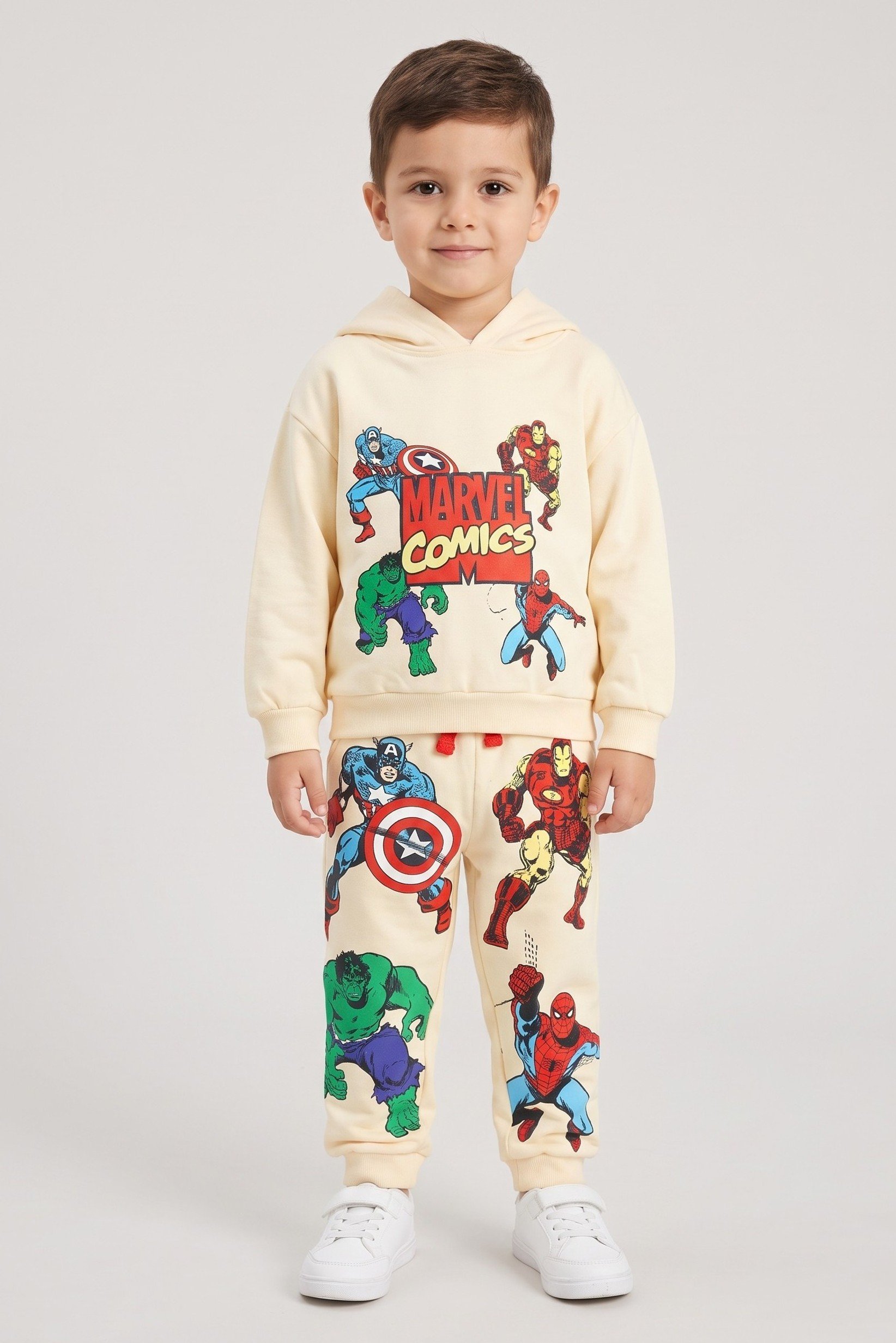 Marvel Comics Toddlers Boy 2 Pieces Graphic Print Hoodie And Sweatpants Set, Multicolor
