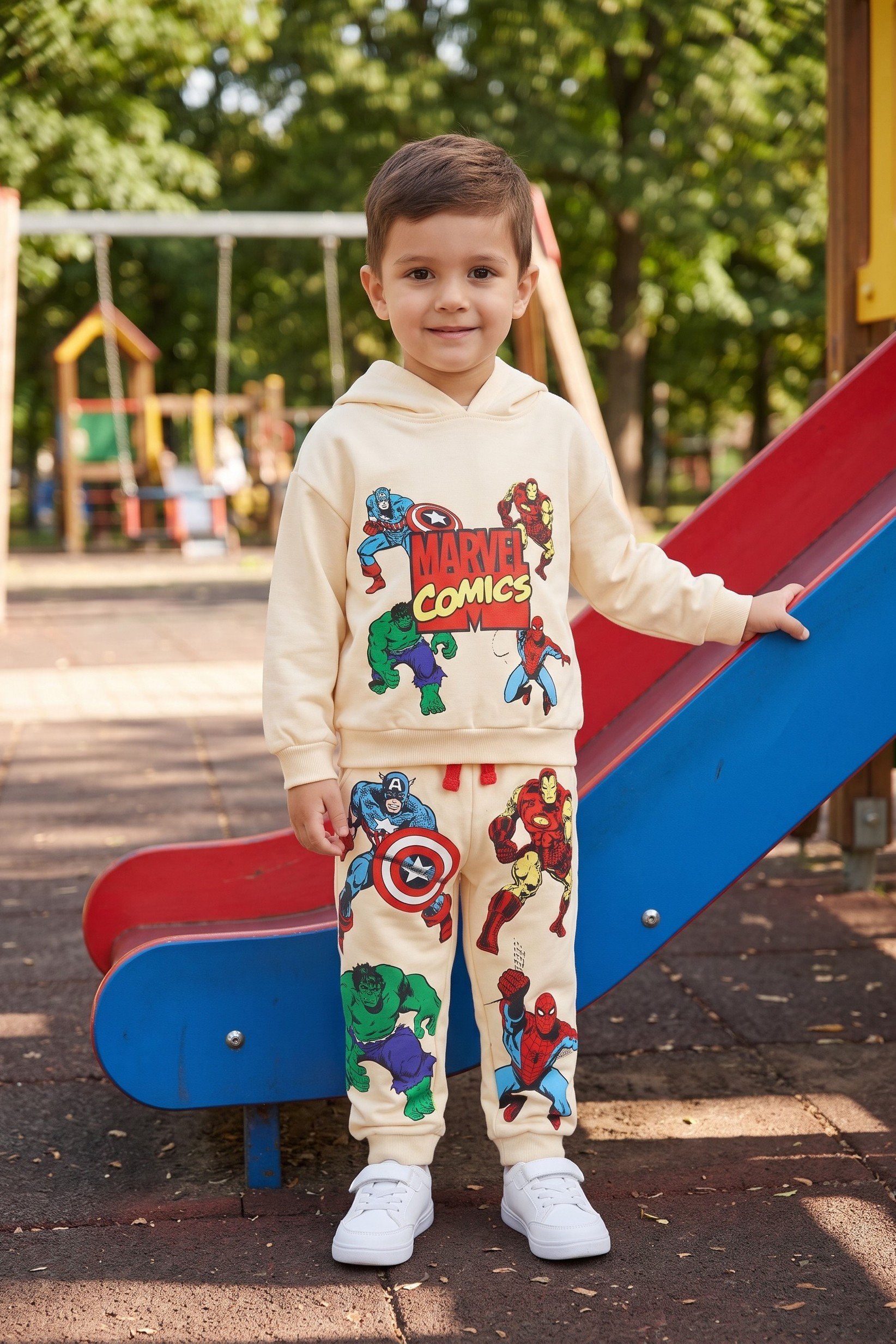 Marvel Comics Toddlers Boy 2 Pieces Graphic Print Hoodie And Sweatpants Set, Multicolor