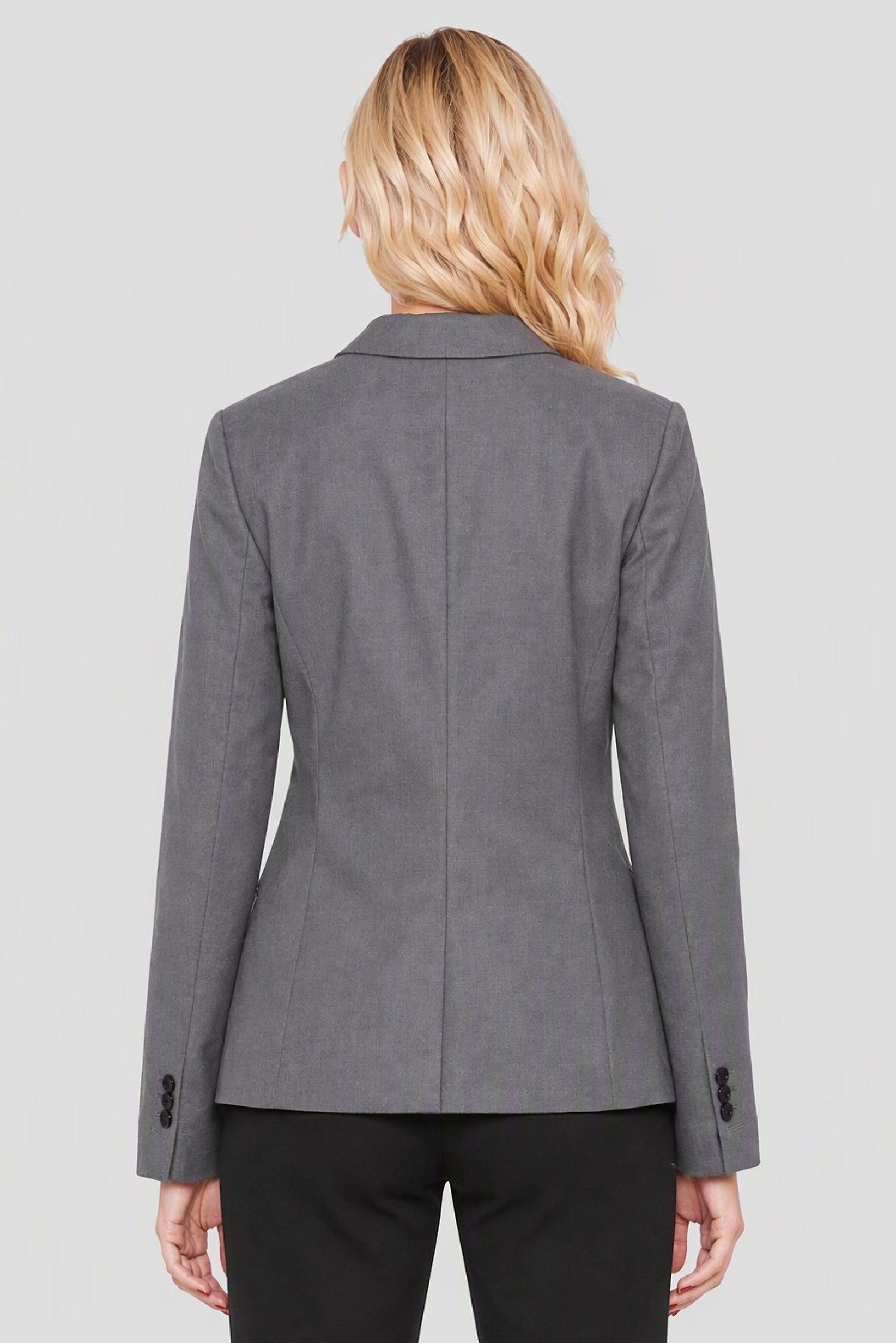 Women Regular Fit Plain Casual Blazer, Grey