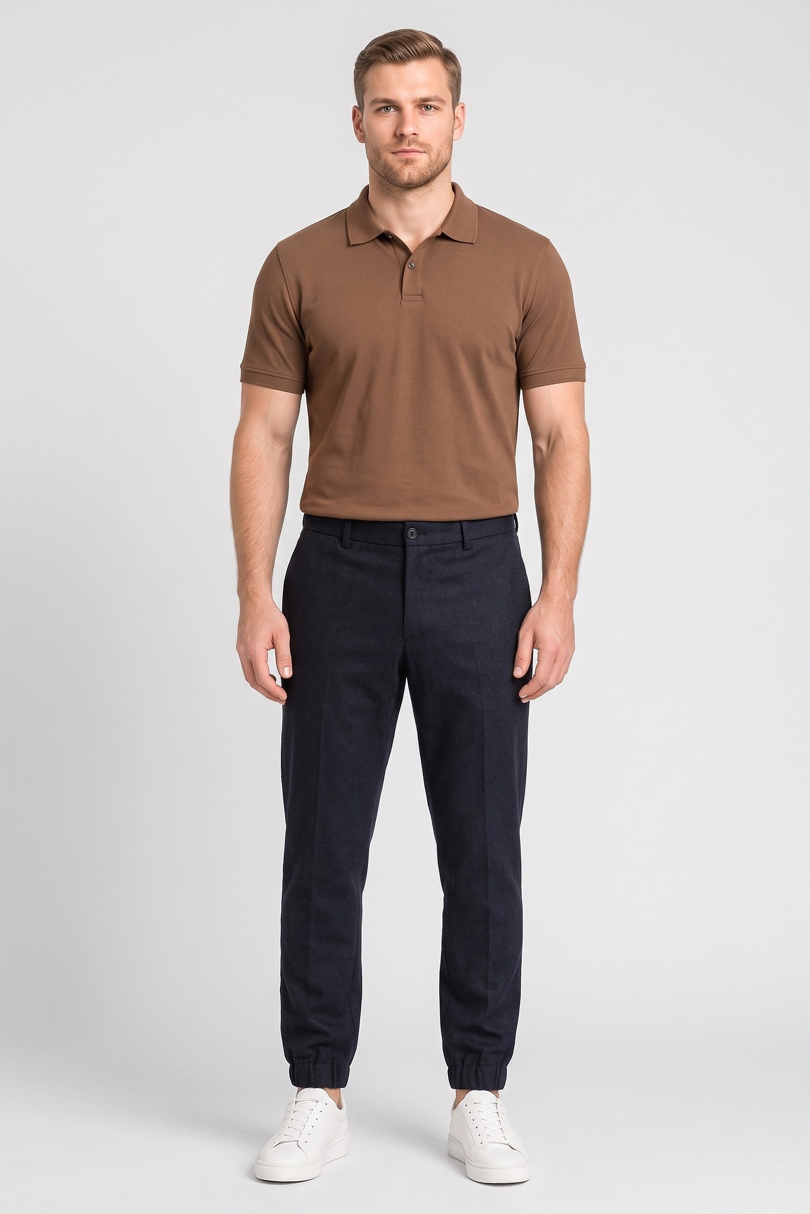 Men Regular Fit Textured Jogger Pants, Dark Navy