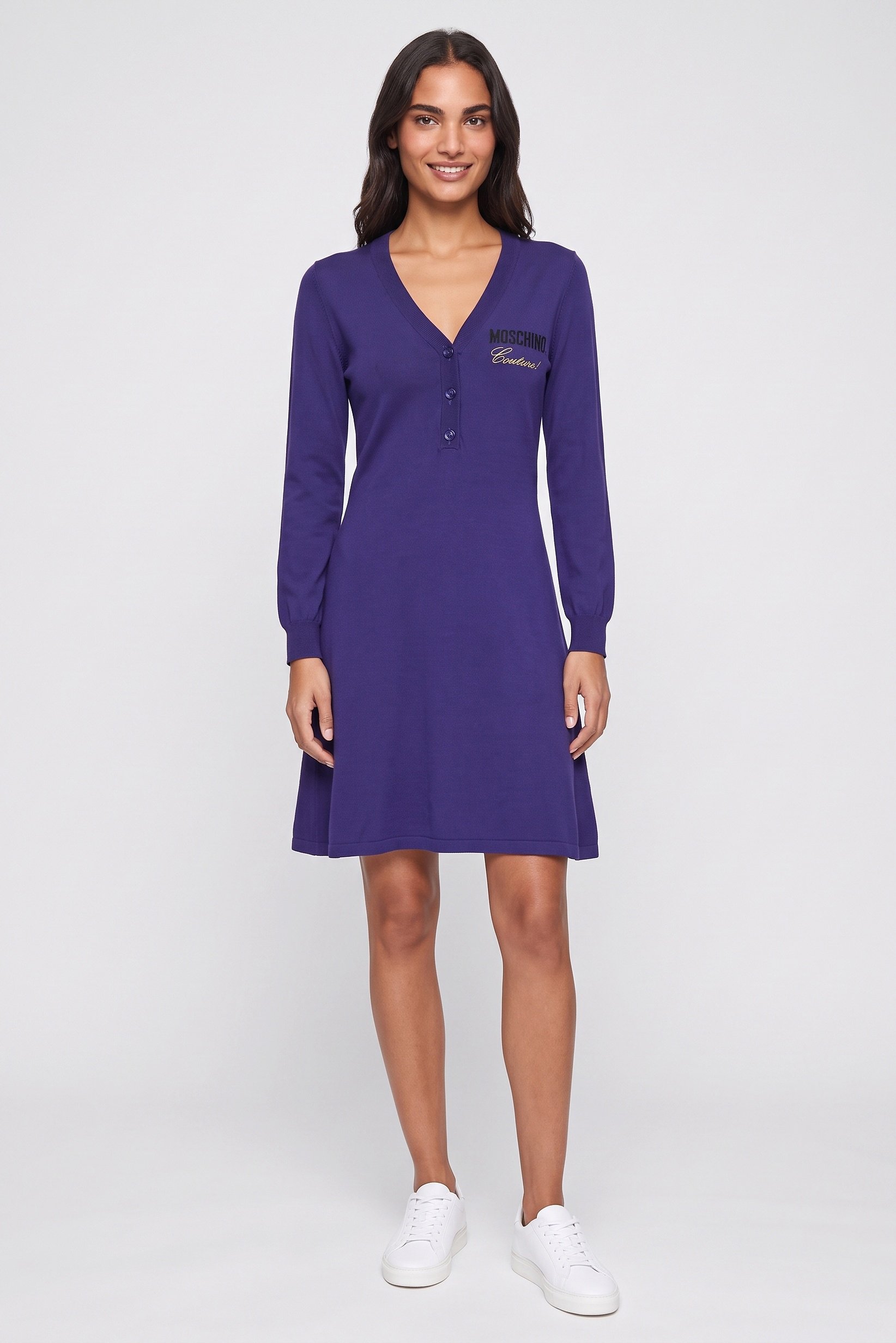 Women Embroidered Mini Sweater Dress, Dark Purple
