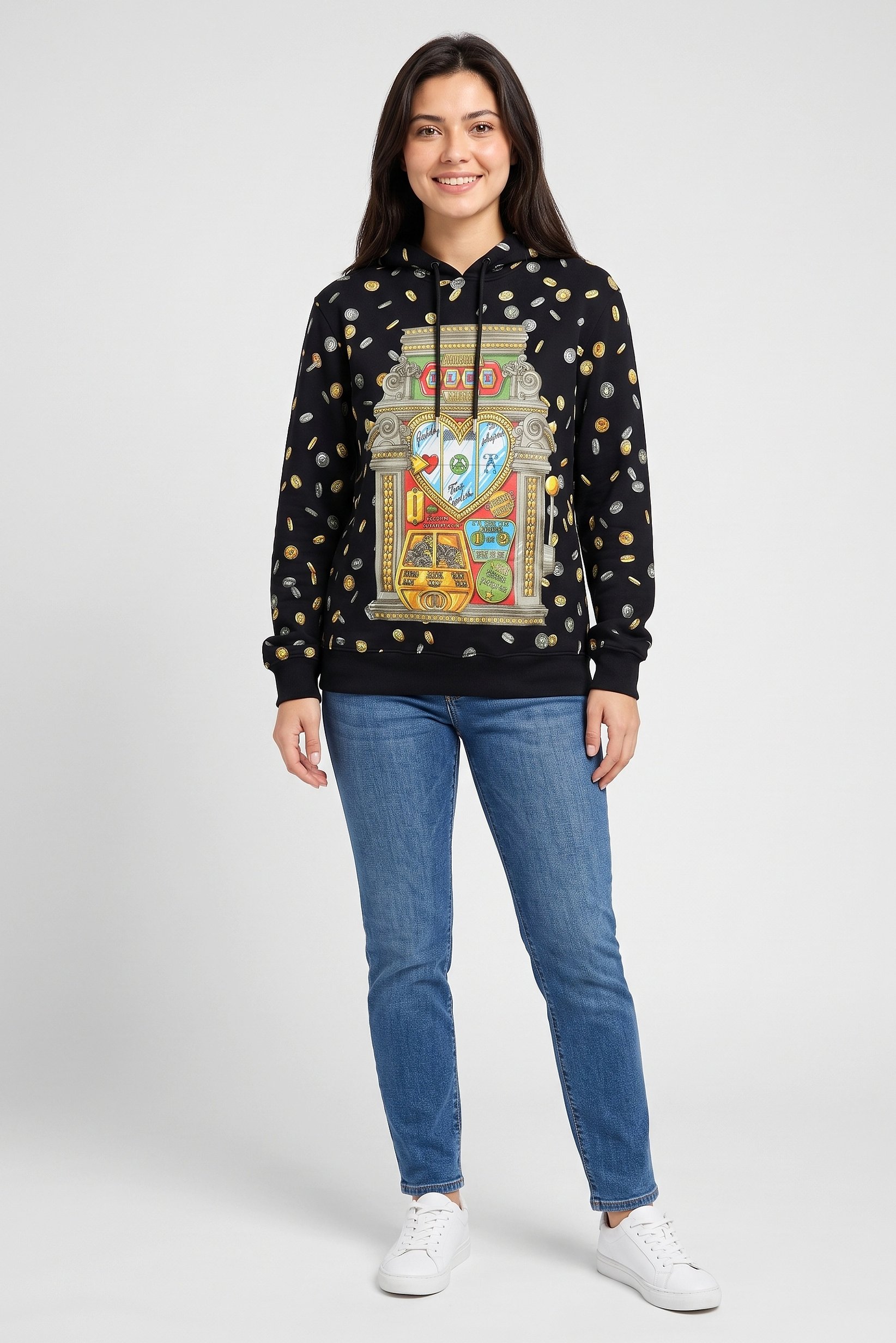 Women Long Sleeve Graphic Print Hoodie, Multicolor