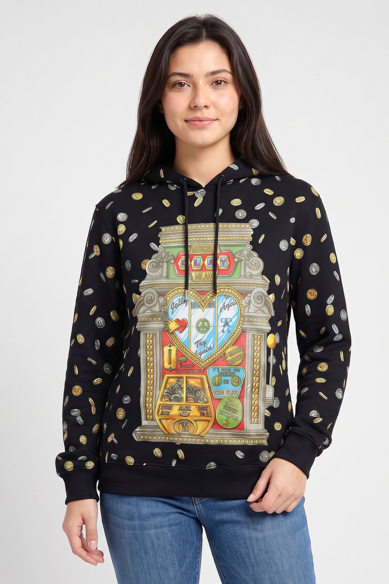 Women Long Sleeve Graphic Print Hoodie, Multicolor
