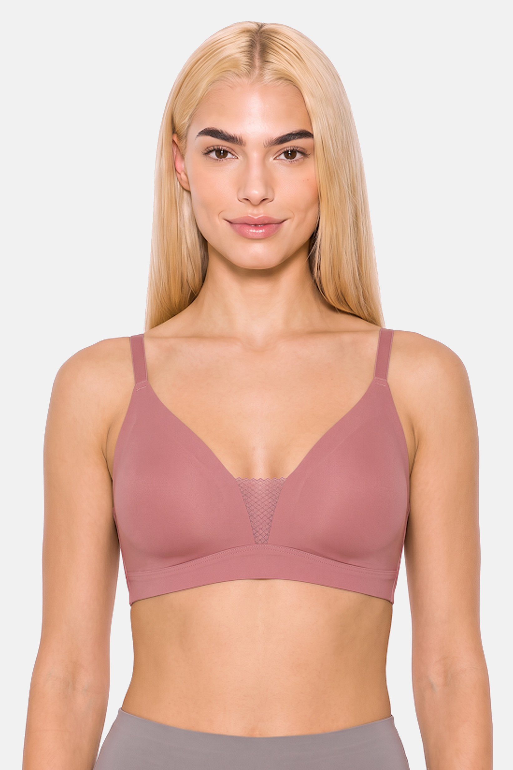 Women Plain Lightly Padded Bra, Mauve